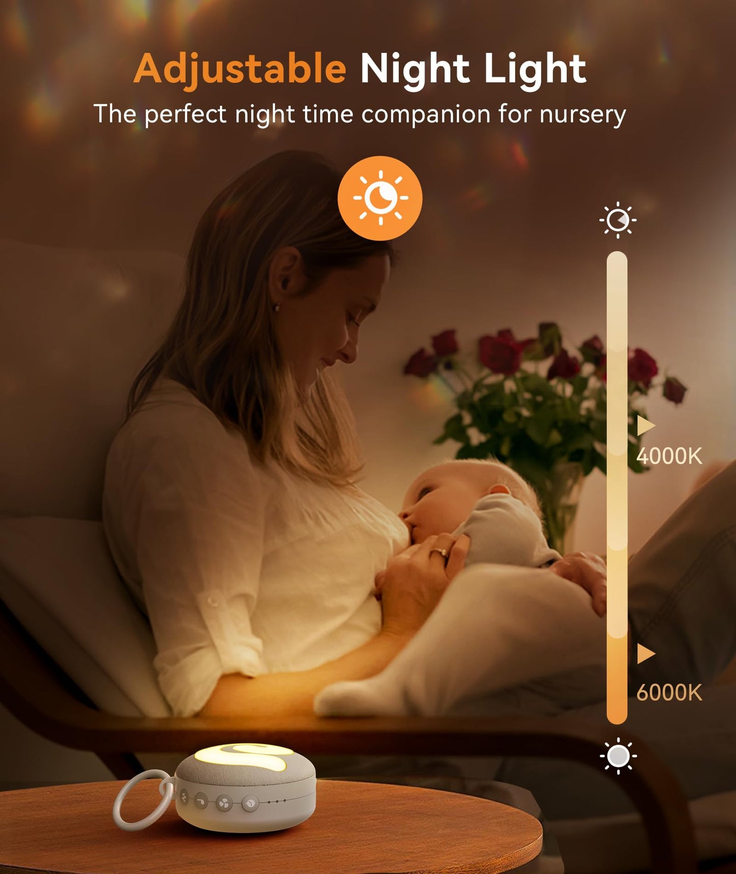 Dreamegg Portable Sound Machine for Baby Kids, White Noise Machine for Sleeping,Night Light,21 Soothing Sounds, Volume Control, Child Lock, USB Rechargeable Sound Machine Baby for Travel