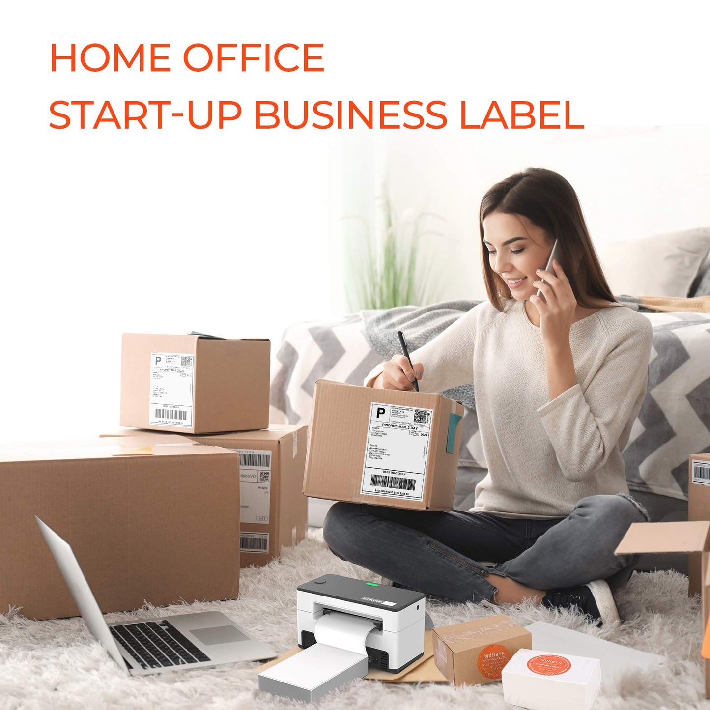 MUNBYN 4x6 Direct Thermal Fanfold Shipping Labels 1000 Pics for Address Mailing Postage USPS UPS FedEx Amazon Shipping Labels, Commercial Grade 1000 Labels/2 Stacks(500 Pcs per Stack)