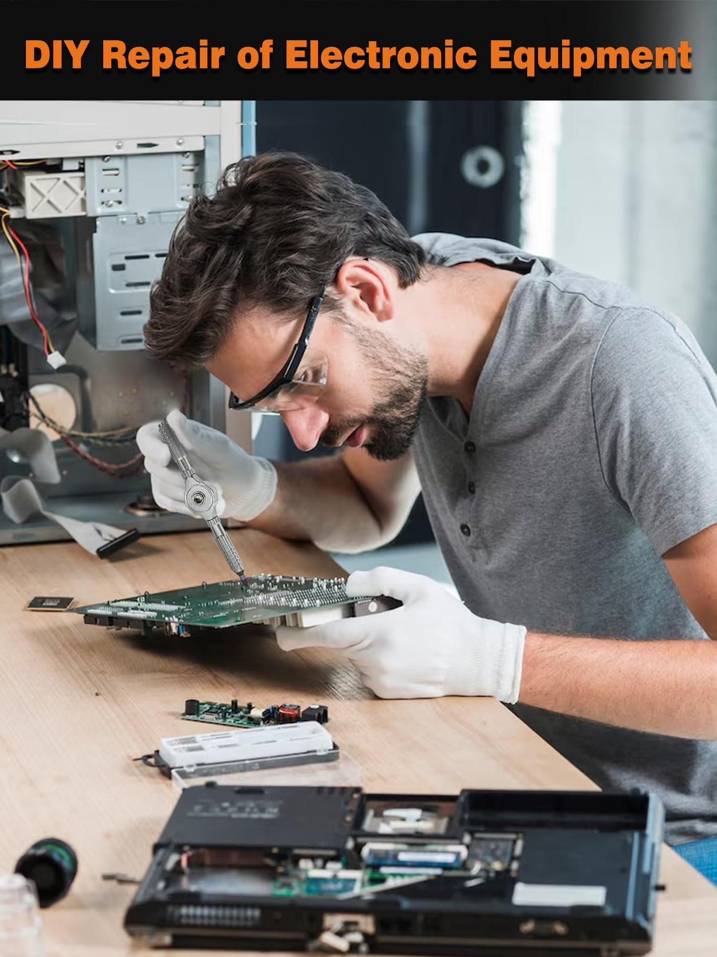 40 in 1 Ratcheting Screwdriver Set, S2 Alloy Steel Driver Bit Kit with T Detachable Handle, DIY Magnetic Multi Bits Precision Tool Repair for Electronics PC Glasses Watch