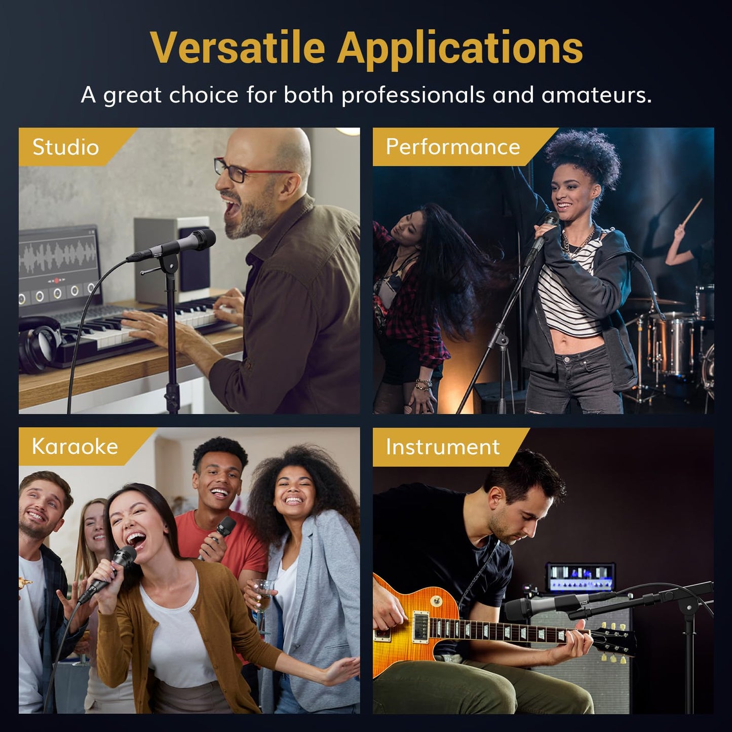 TONOR Dynamic Vocal Microphone for Singing, Handheld Wired Karaoke Mic, Cardioid Studio Microfono with 5M XLR to 1/4" Cable, Compatible with Speakers/Mixer Machine/Amp/Speech and Outdoor Activity