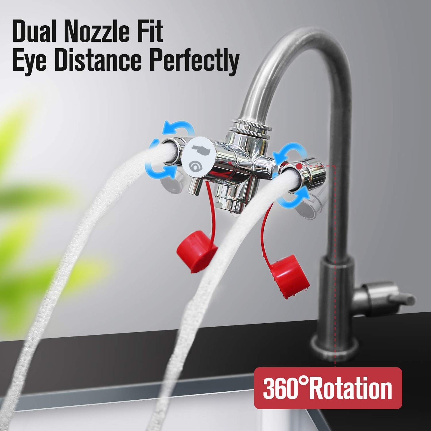 HK Eye Wash Station, Faucet Mounted Emergency Eyewash Stations for Sink Attachment, Eye Flush Unit for First Aid