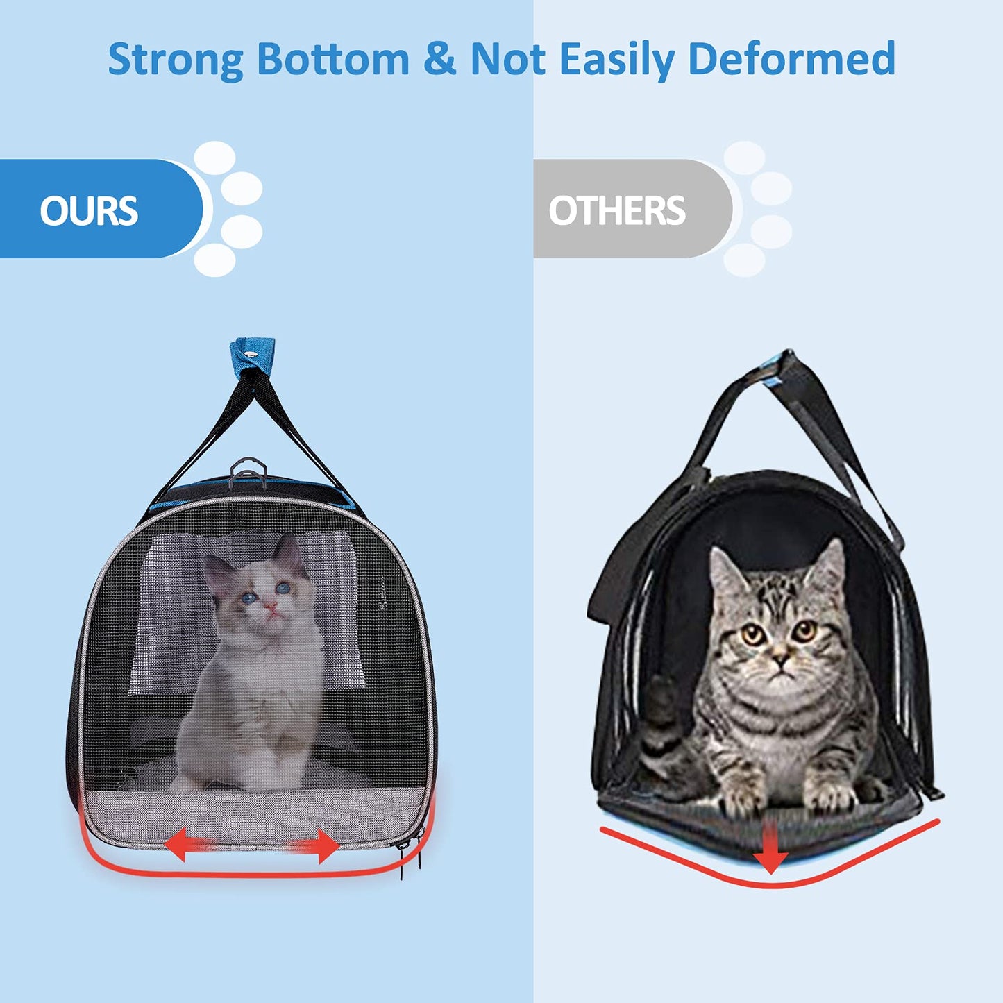 BurgeonNest Cat Carriers for Medium Cats Under 25 lbs, Pet Carrier for Cats with Unique Side Bag,Top Load Small Pet Carrier Soft-Sided Escape Proof with 4 Ventilated Windows