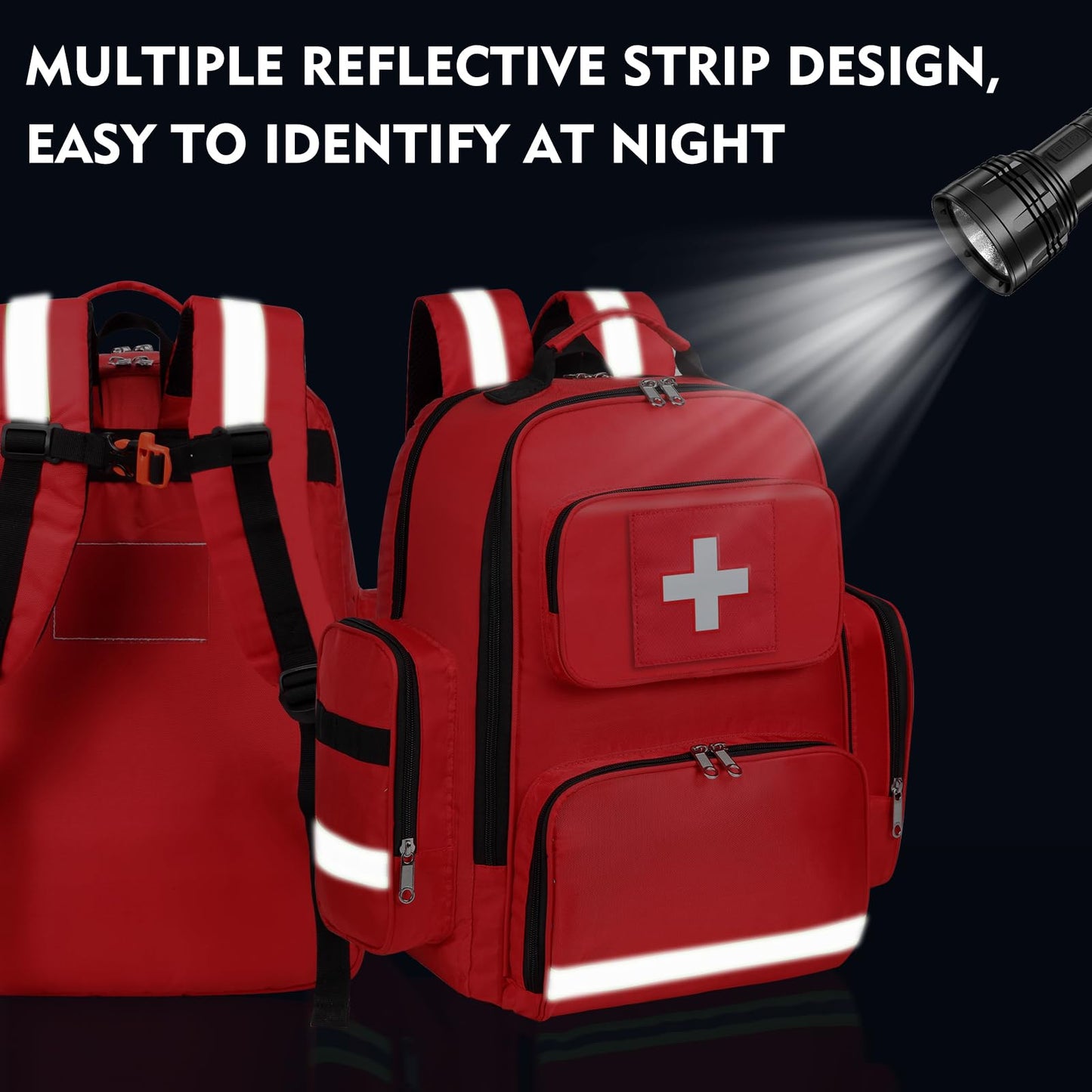 Gatycallaty First Aid Backpack Medical Emt First Responder Bag Empty Ems Emergency Home Health Hiking Trauma Travel Camping, Red, Large, First Aid Backpack With Shoulder Medical Bag