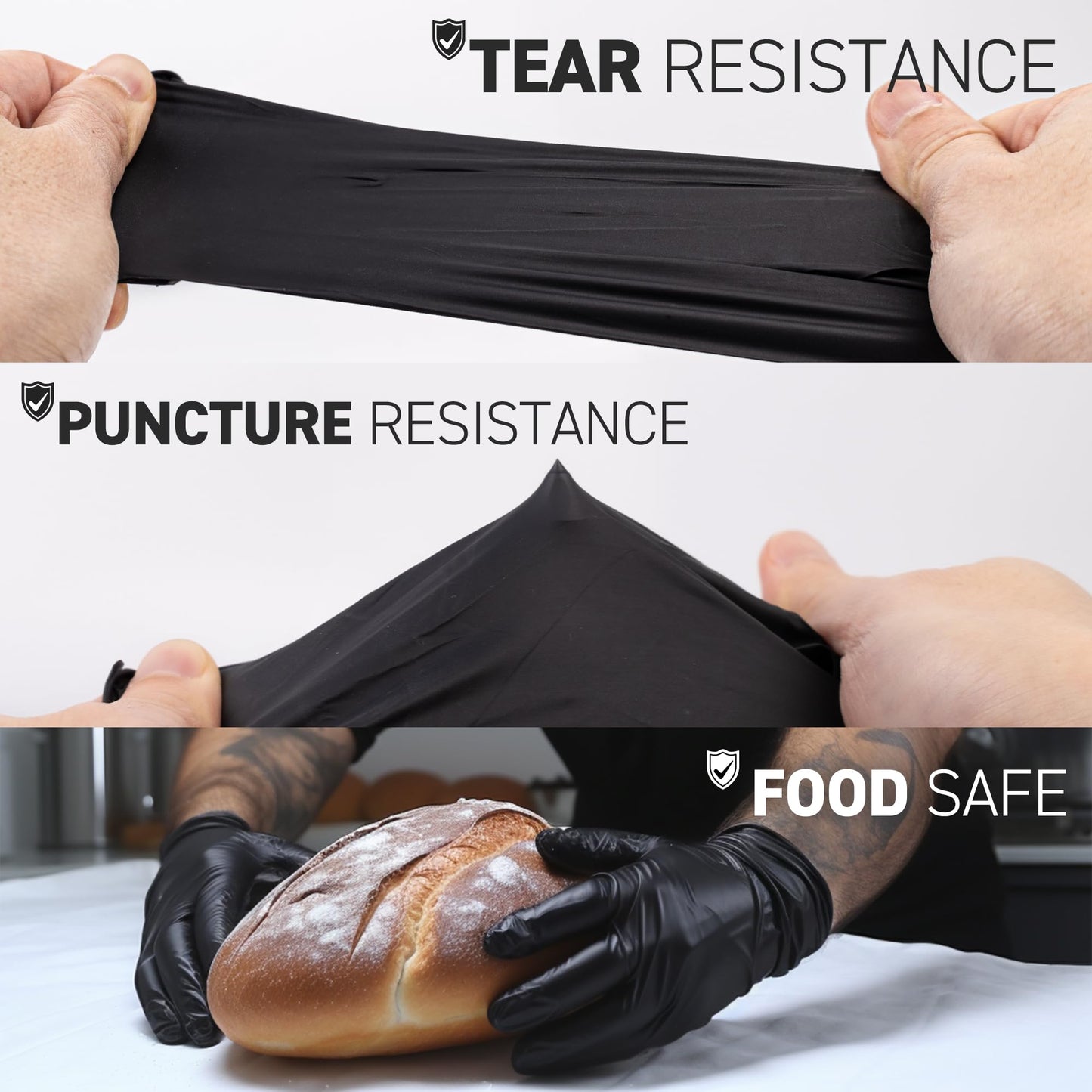 72HRS Industrial Grade Nitrile Gloves - Disposable Gloves, 6 Mil Nitrile Gloves, Auto Mechanic Gloves, Rubber Mechanic Gloves, Nitrile Gloves, Black Shop Gloves (200 Pieces, Large)