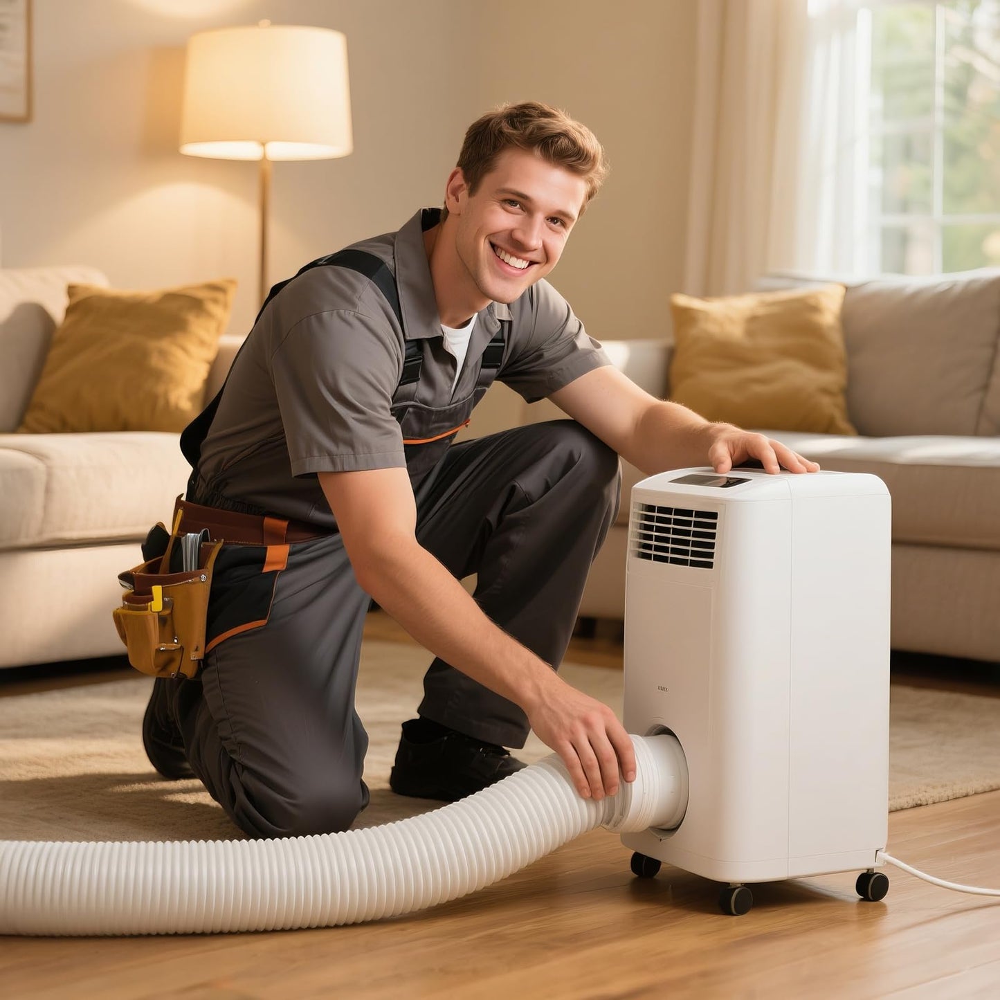 Portable Air Conditioner Hose Exhaust: Universal AC Exhaust Replacement 5.9 Inch （6”） Diameter Length to 6.56ft Counterclockwise Qoosea Air Conditioner Parts Suitable for Most Portable AC (Ivory)