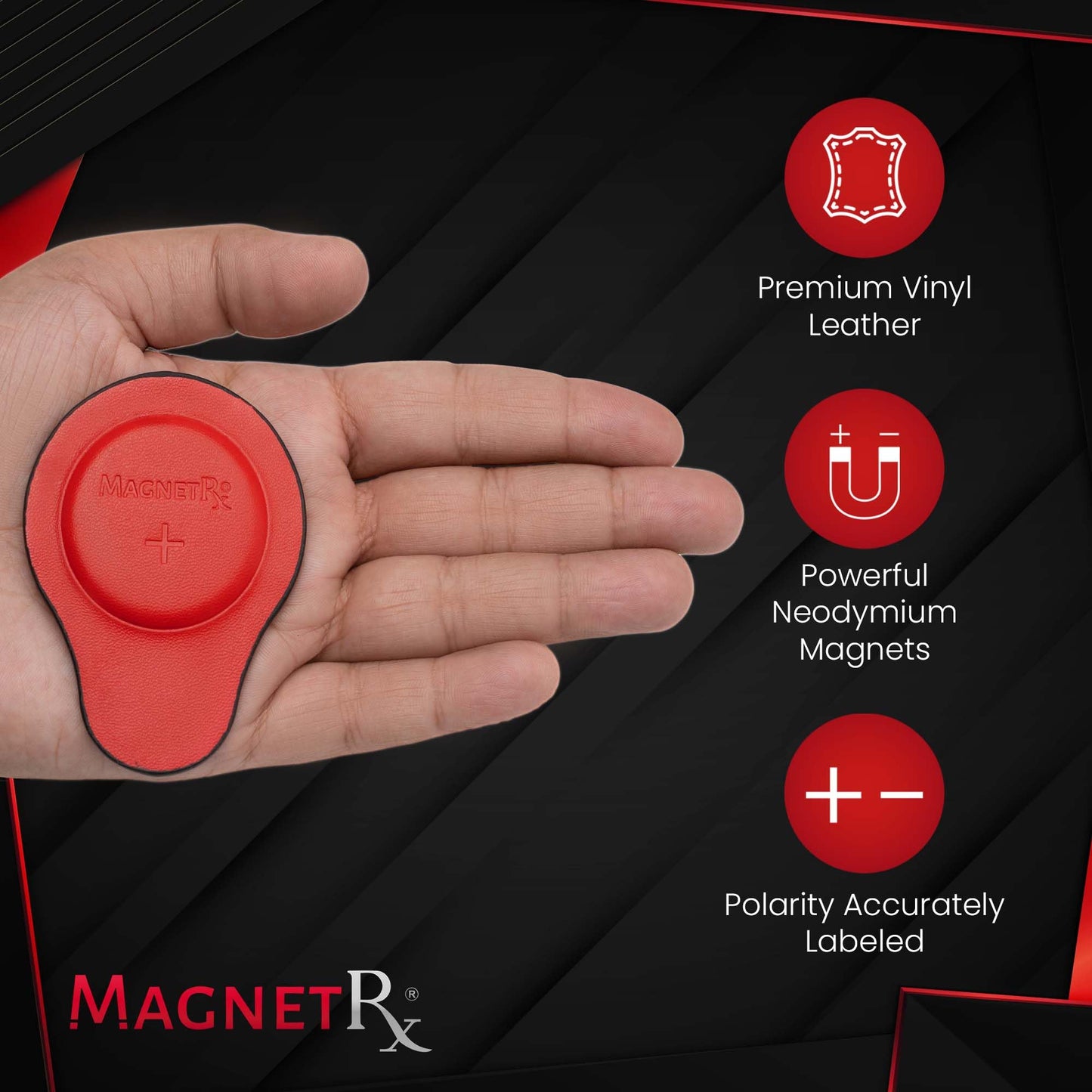MagnetRX® Biomagnetic Magnet Kit – Imanes terapeuticos de neodimio para biomagnetismo (2 Medium Units (Leather Coated))