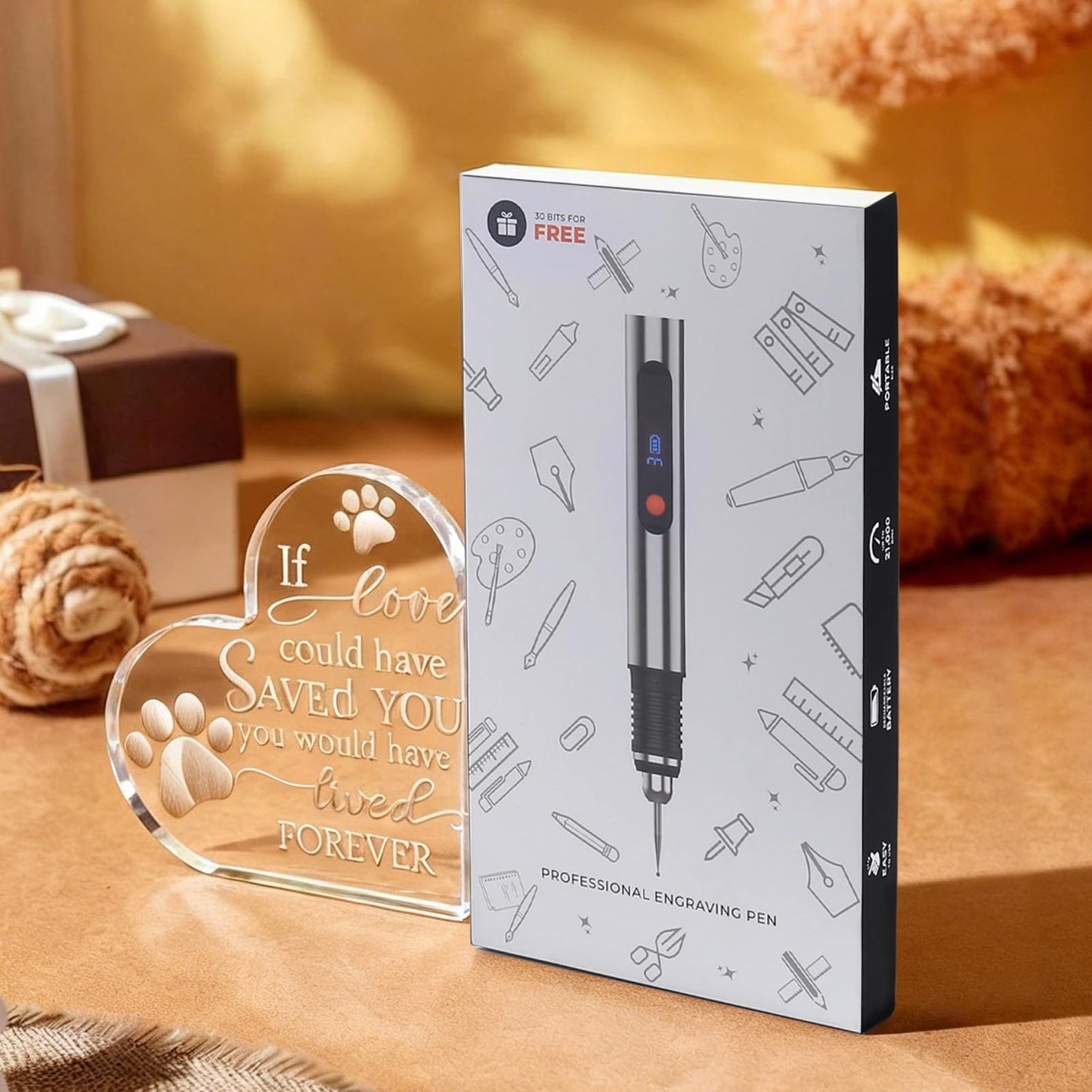 Rechargeable Cordless Electric Engraver Pen Mini DIY Engraving Tool Kit with 33 Bits and 10 Stencils for Metal Glass Ceramic Plastic Wood Jewelry