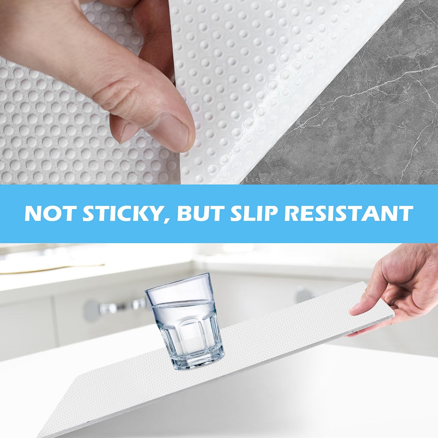 MooiFun Drawer Liners, Waterproof Shelf Liner, Anti-Slip Non-Adhesive BPA Free Kitchen Cupboard Cabinet Liner Refridge Fridge Mats Sink Protector Strong Durable for Home (White/23.6in x 20Ft)