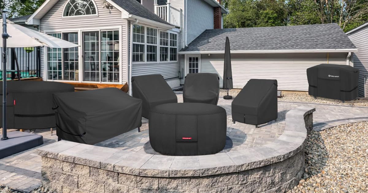 Porch Shield Fire Pit Cover - Waterproof 600D Heavy Duty Round Patio Fire Bowl Cover Black - 36 inch