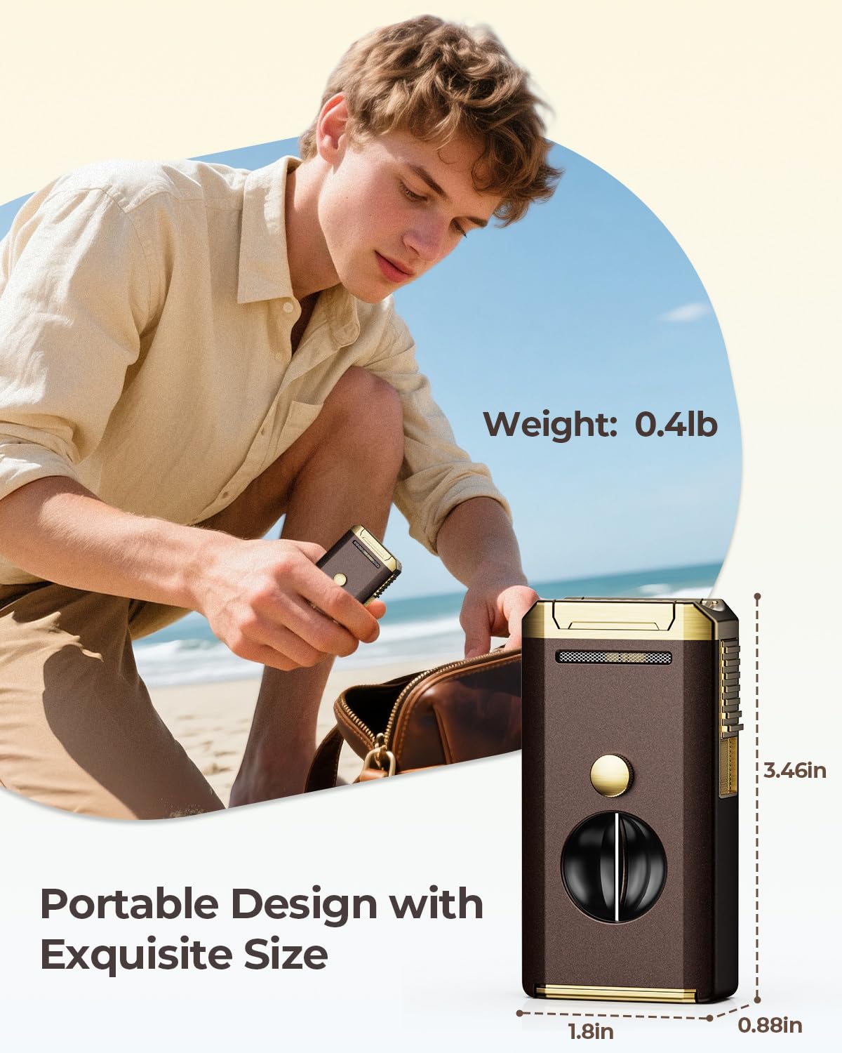 All-in-one Torch Lighter, Multifunctional Accessories with Gift Box (Brown and Gold (Brown and Gold)