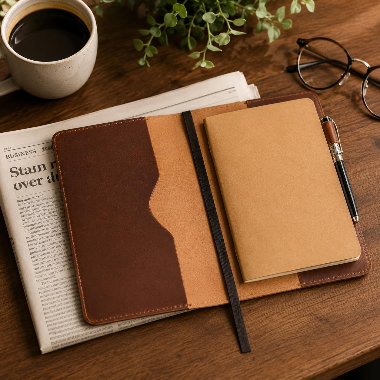CestAntiQ, A5 Leather Journal Cover, Refillable Journal Cover for Large Moleskine and LEUCHTTURM1917 Medium A5, Leather Handmade Notebook Cover, 9 x 6 Inches Leather Bound Journal (Tan)