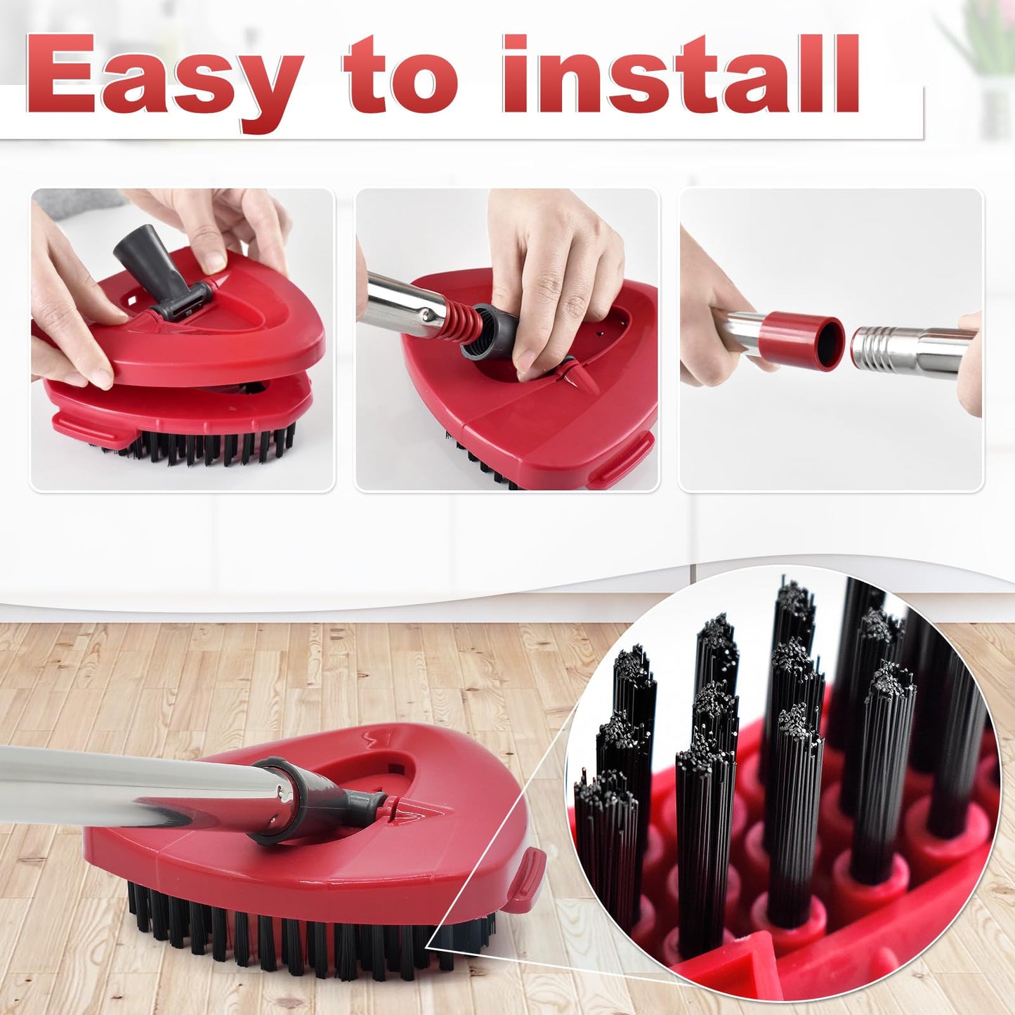 Spin Mop Head Replacement, Base, Mop Handle for Vileda EasyWring - Include 2 Microfiber Refills, 4-Section 30-59in Handle, 1 Cover and 1 Scrubber (1-Tank System)