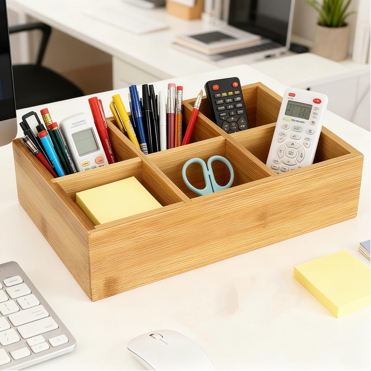 Dicunoy 2 Pack Bamboo Tea Bag Organizer, Wood Tea Drawer Box Storage Holder With 6 Compartments, Chest Box for Coffee Station, Sugar Packet, Sweeteners, Small Packets