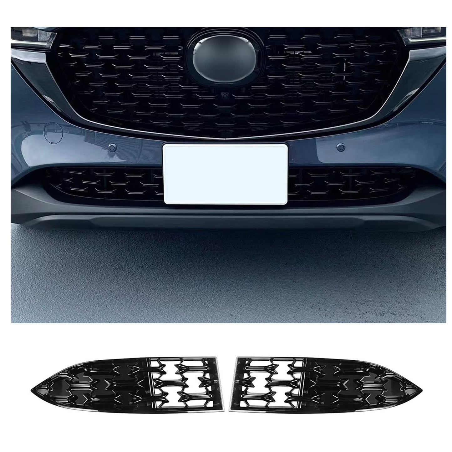 CDEFG 2026 2025 CX-5 Front Grill Mesh Inserts Trims Grille Guard Compatible With 2022-2025 2026 Mazda CX-5 Car Exterior Accessories ABS Material (2PCS)