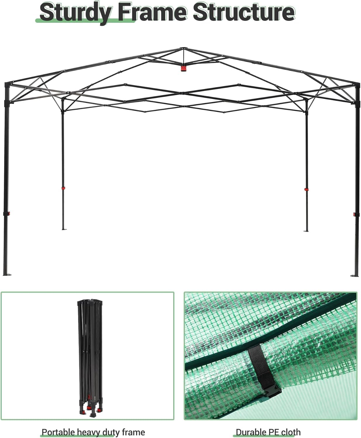 8x12FT Instant Pop-Up Walk-in Greenhouse, Plant Hot House with Galvanized Steel Frame, Green PE Cover, Roll-Up Zipper Door, Portable Large Plant Tent with Ground Pegs & Ropes for Stability