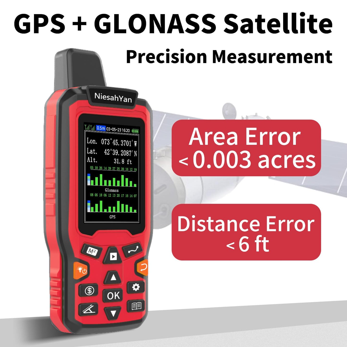 ZL180 Handheld GPS for Surveying, High Precision Rugged Land Surveying Equipment for Ranches, Garden, Farmland and Parking Area Distance Measuring