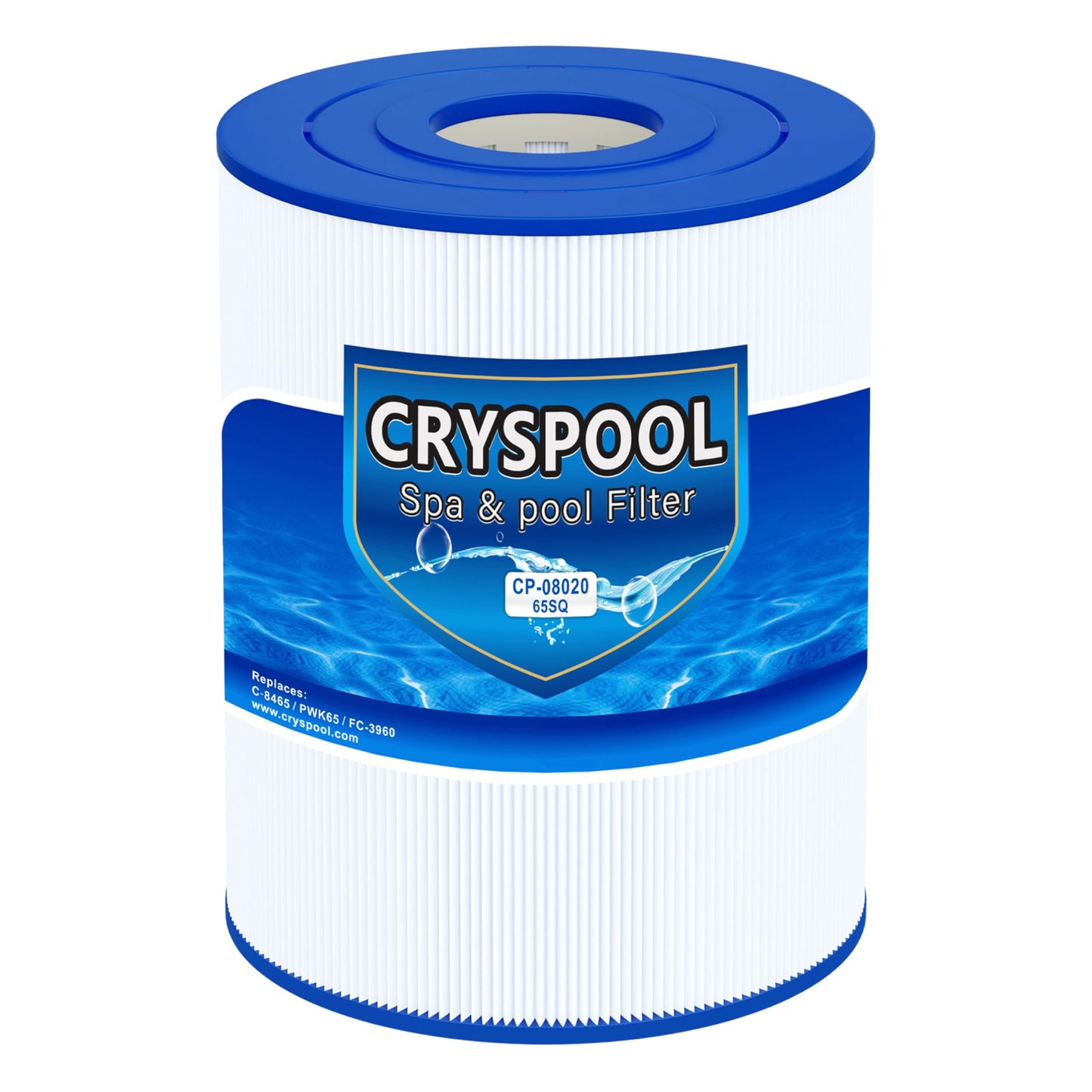 Cryspool® 08020 Filter Compatible with Watkins 31114, Hot Spot Spa Filter, C-8465, FC-3960, 71827, 71828, Watkins 65 Sq. Ft Spa Filter Cartridge, 1 Pack