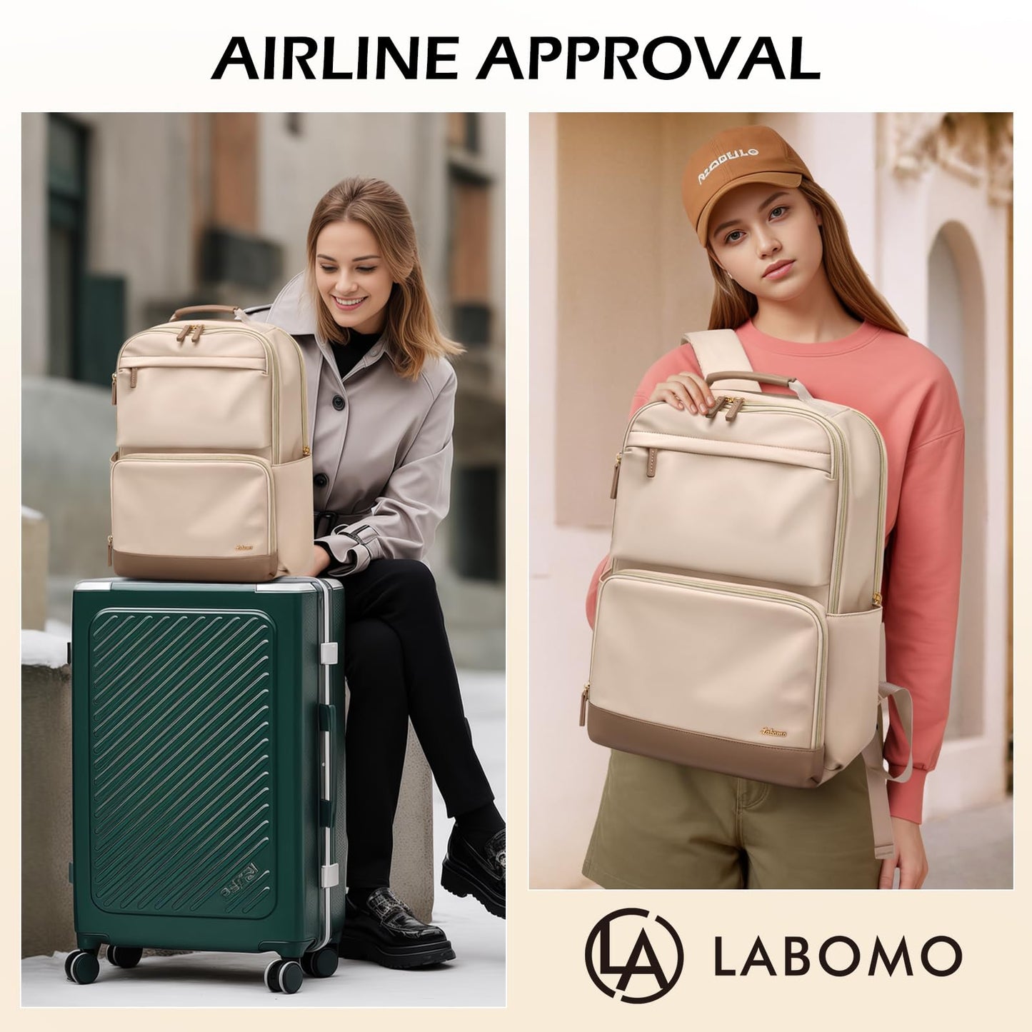 LABOMO Laptop Backpack for Women Men, Womens Work Backpacks with 16 Inch Laptop Compartment Waterproof Computer Bag Casual Backpack Purse for Work School Travel