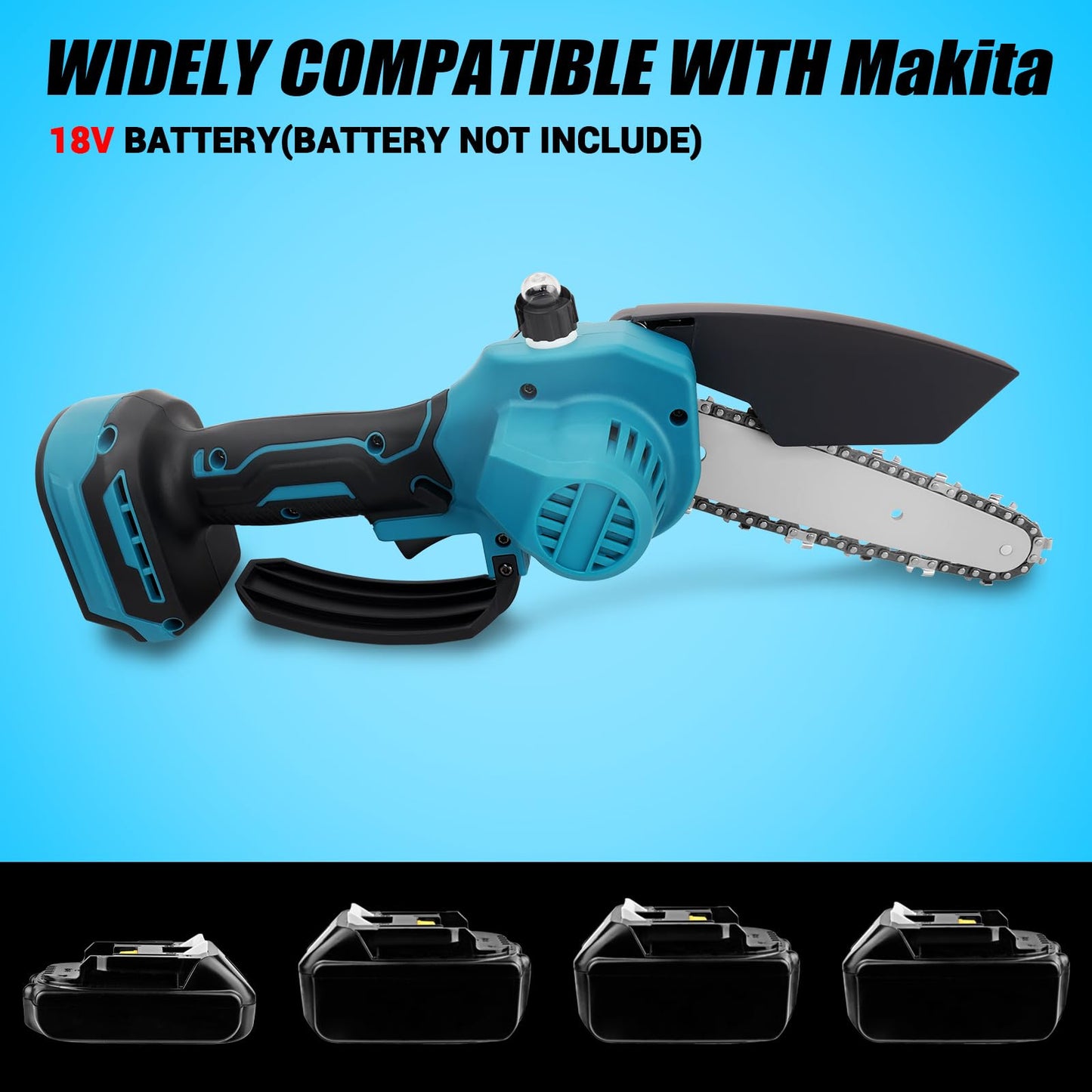 Mini Chainsaw for Makita 18v Battery,Cordless Pruning Chainsaw with Security Lock & Replacement Chain,Battery Powered for Tree Trimming, Storm Clean-Up, Wood Cutting, Pruning(NOBattery)
