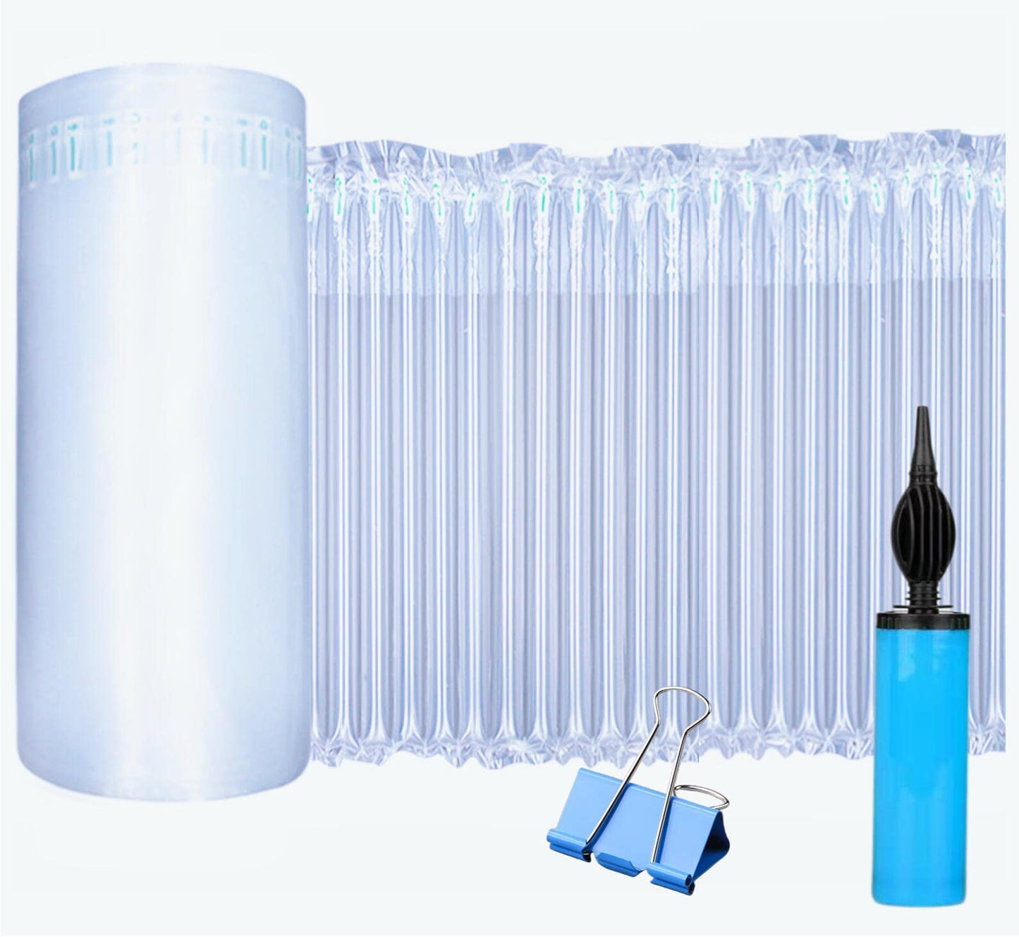 Large Bubble Cushioning Wrap Roll packing - 15.8Inch X164Feet Inflatable Bubble Column Wrap Package Air Pillow for heavy duty with Free Pump, Inflatable Packing material Shipping Supplies