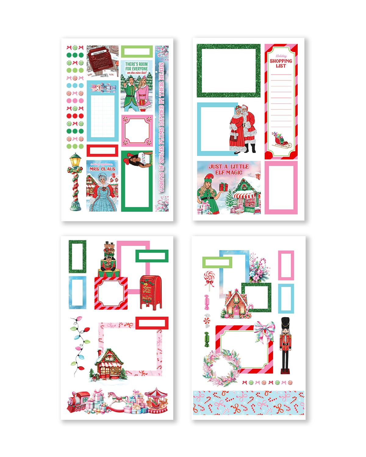 Santa’s Workshop Sticker Book – Pastel Christmas Planner Stickers with Fashion Illustrations – Holiday Scrapbooking and Journaling Stickers – by Rongrong Devoe