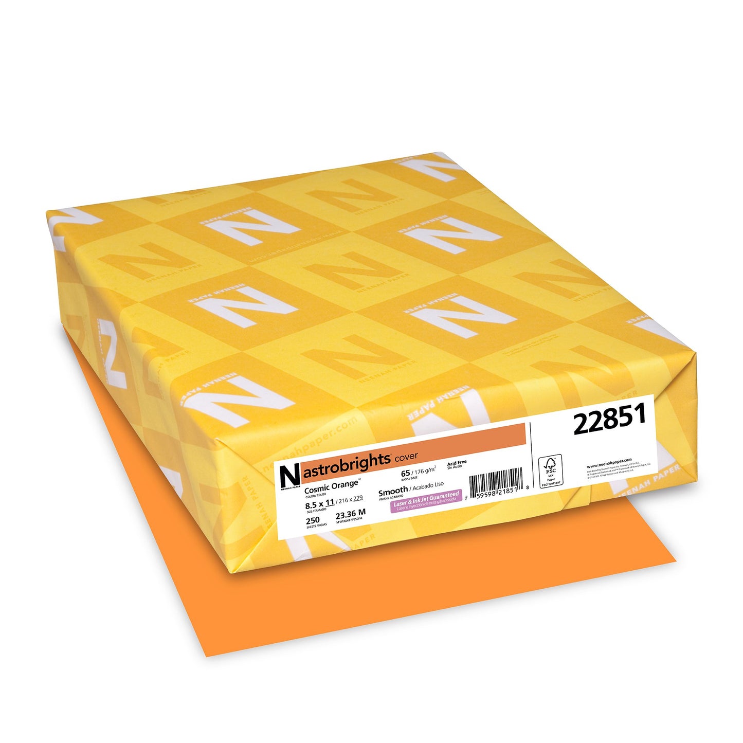 Neenah Astrobrights Premium Color Card Stock, 65-Pound, 8.5 x 11-Inch, 250 Sheets, Cosmic Orange