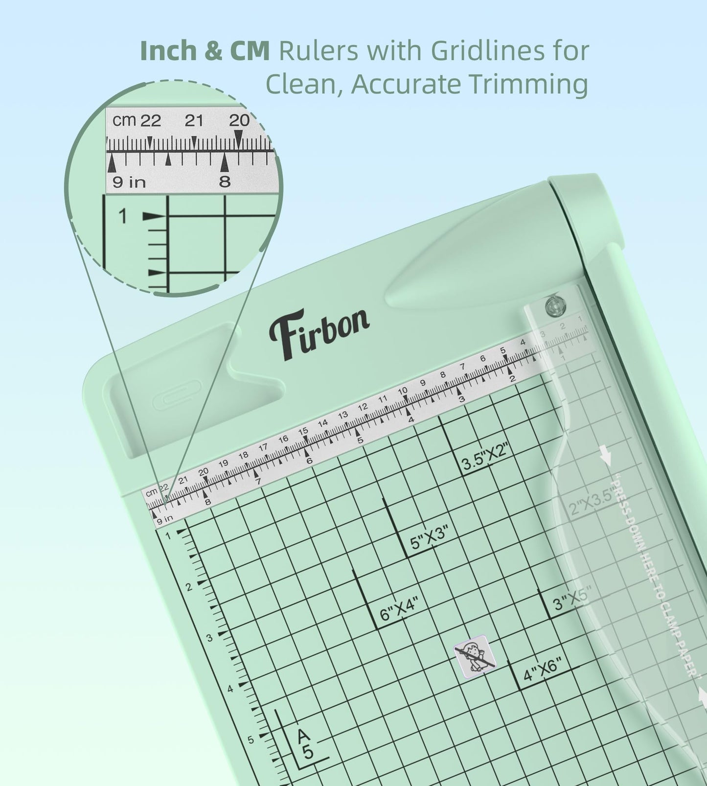 Firbon 12" Guillotine Paper Cutter, Heavy Duty 12-Sheet Capacity Trimmer for Cardstock, Photos, Scrapbooking, Office, Classroom, Studio (Morandi)