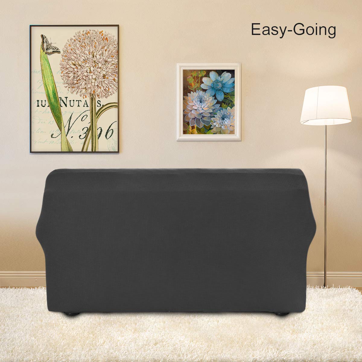 Easy-Going Stretch Sofa Slipcover Couch Sofa Cover Furniture Protector Soft with Elastic Bottom for Pets Kids Children Dog Spandex Jacquard Fabric Small Checks (Medium, Dark Gray)