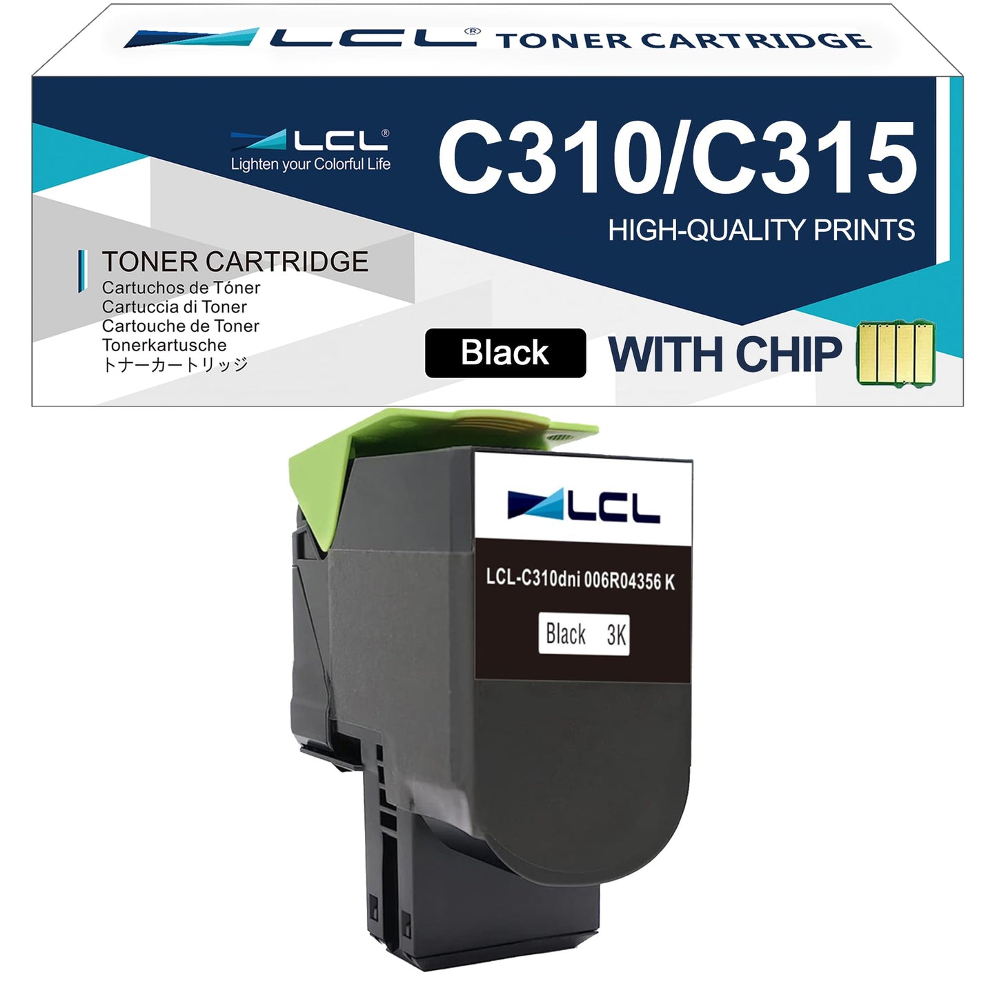 LCL Compatible Toner Cartridge Replacement for Xerox C310 C310DNI C310DNIM C315 C315DNI 006R04356 (1-Pack,Black) for Xerox C310 C310DNI C310DNIM C315 C315DNI Printers