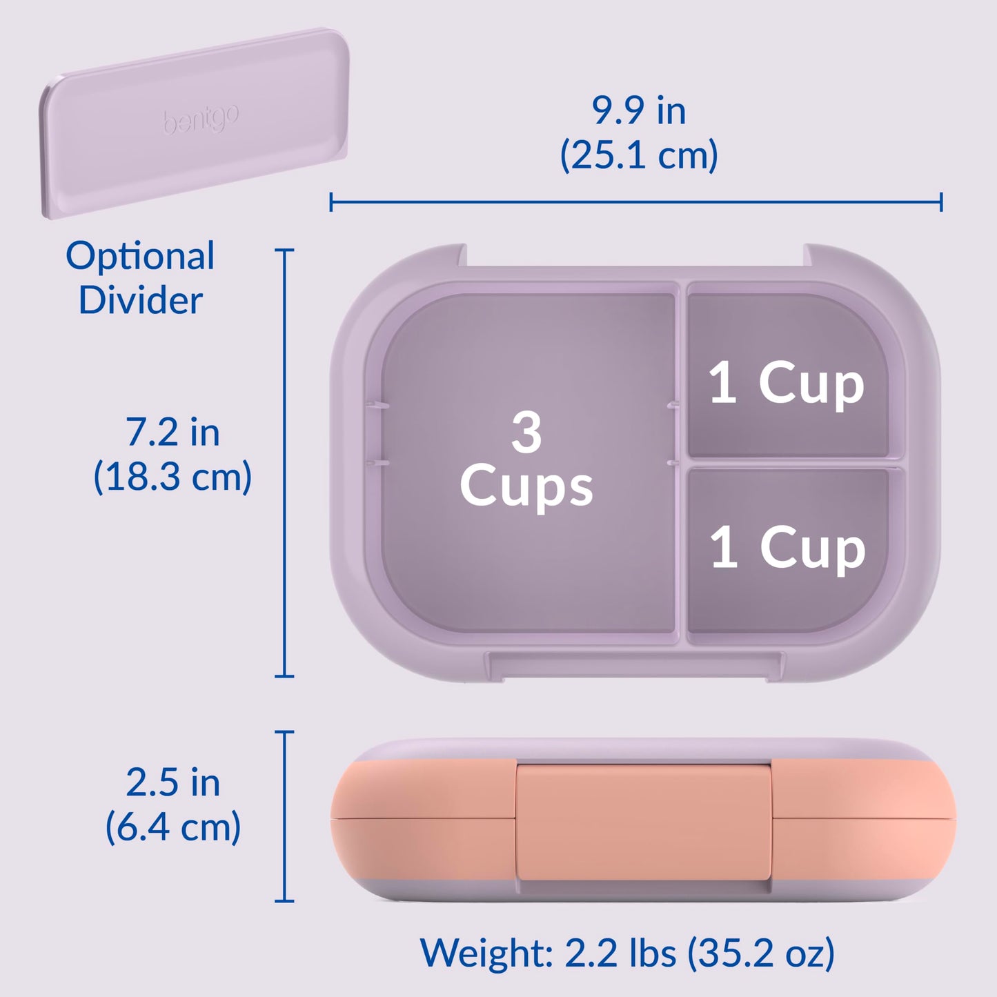 Bentgo Chill Max Leak-Proof XL Lunch Box - Included Ice Pack Keeps Food Cold; 5-Cup Capacity for Adults & Ages 8+, 3 or 4 Compartment Bento Box, BPA-Free, Dishwasher Safe (Lavender & Peach Blossom)
