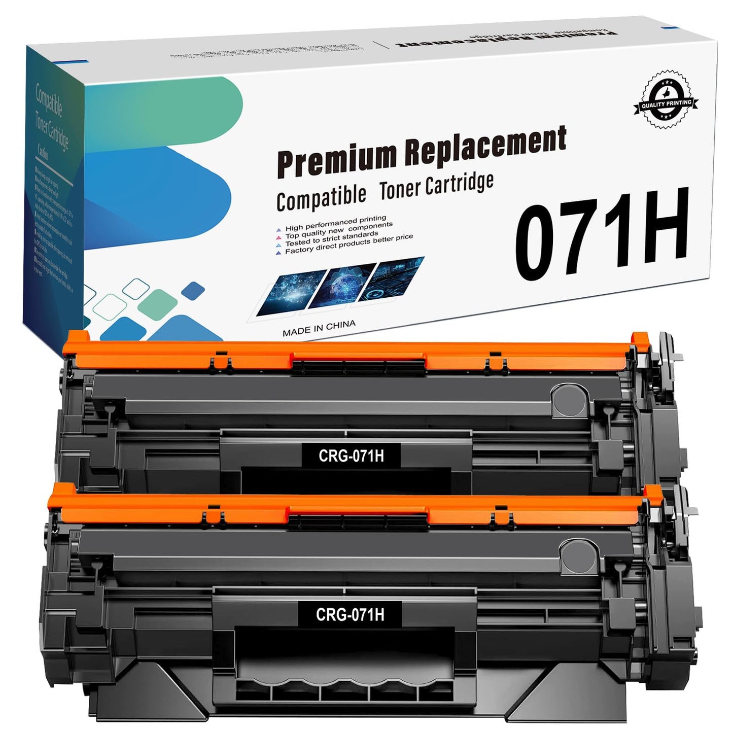 071H Toner Cartridge 2 Packs Compatible Replacement for Canon 071 071H Work with imageCLASS LBP122dw LBP122 LBP120 MF270 Printers High-Yields 2500 Pages (071H x 2)