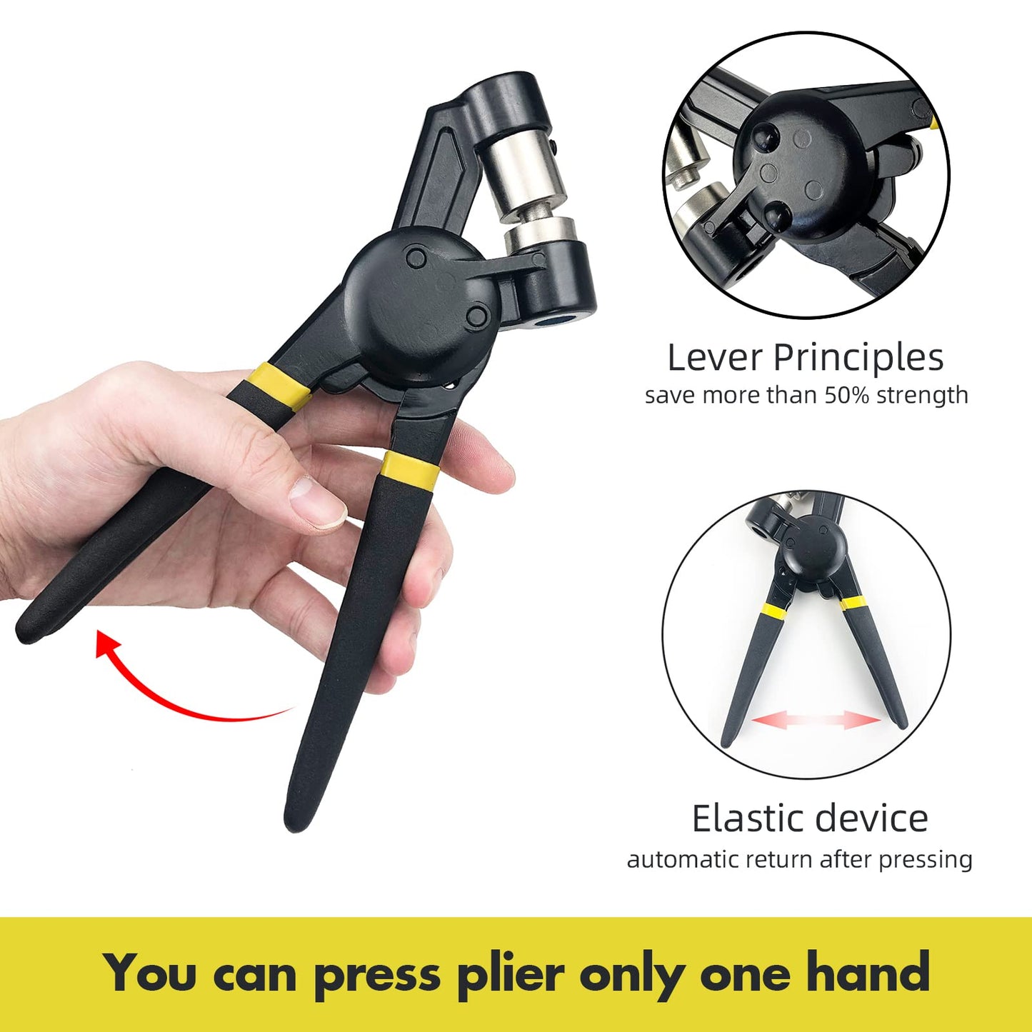 HAPDEN Grommet Tool Kit, Handheld 3/8 inch Eyelet Kit Manual Grommet Press Machine with 500 pcs 10 mm Grommets