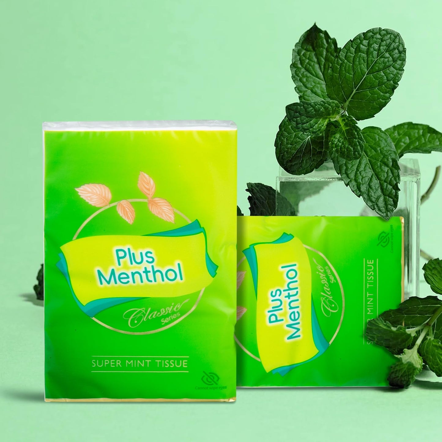 PLUS MENTHOL Menthol Lotion Pocket Tissues, Travel Size 4-Ply Soft & Strong, 20 Pack (200 Tissues Total)