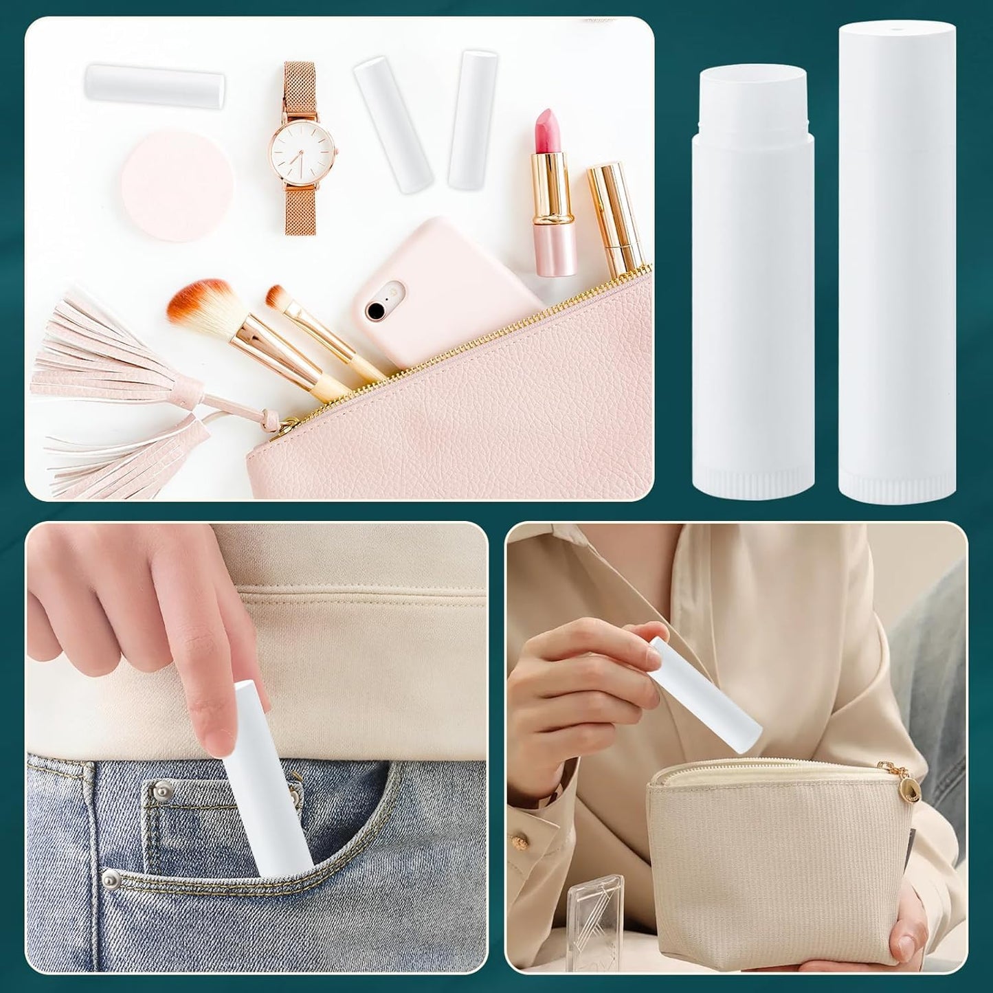 200PCS Plastic Lip Balm Tubes 5ml/5g White Lip Balm Container Tubes with Filling Tray and Spatula, Leak Free, Refillable