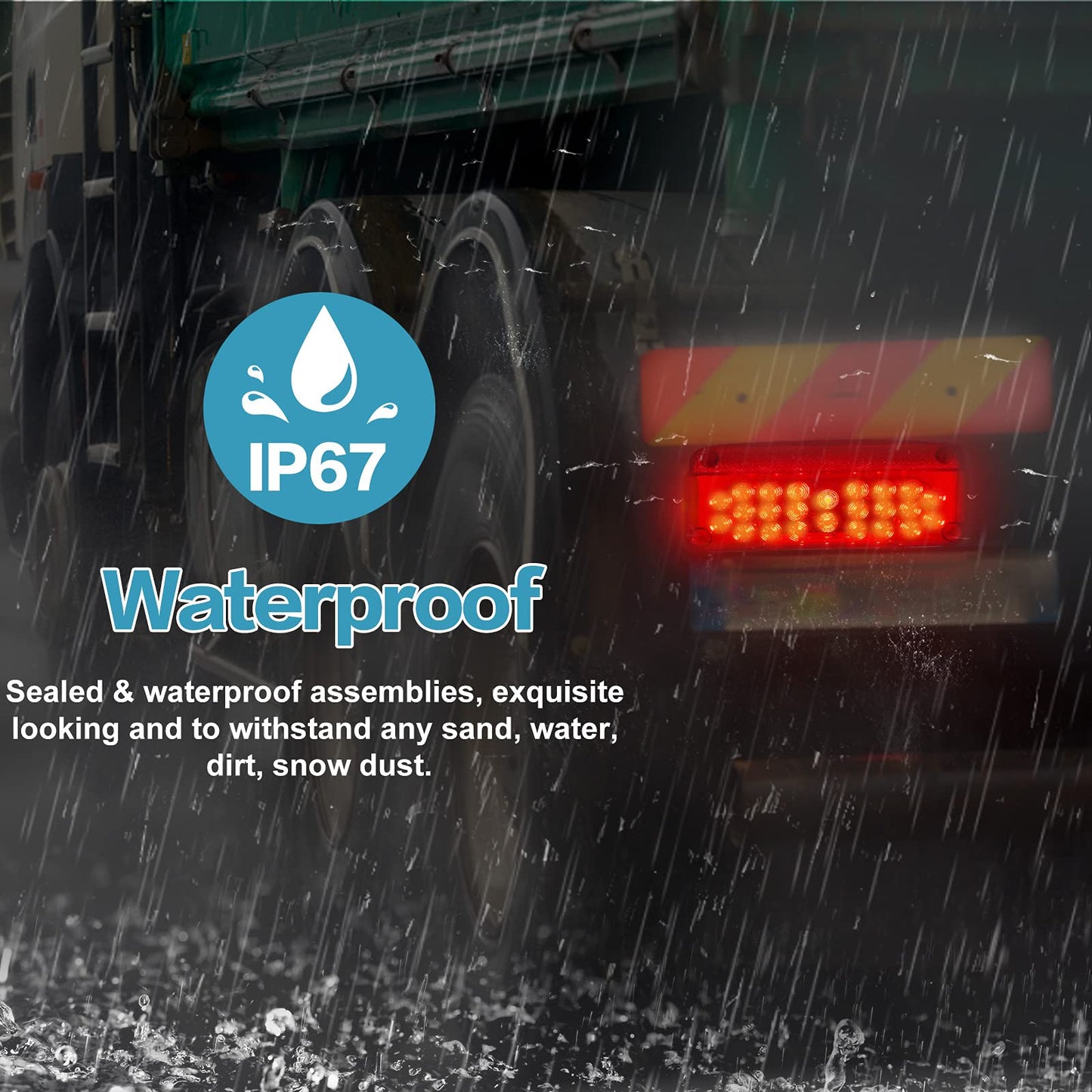 53 LED RED RV Camper Tail Light RV Replacement Brake Stop Turn RV Exterior Light Trailer Light With Red Reflex Surface Mount White Base Brackets Holder Lights For Campers