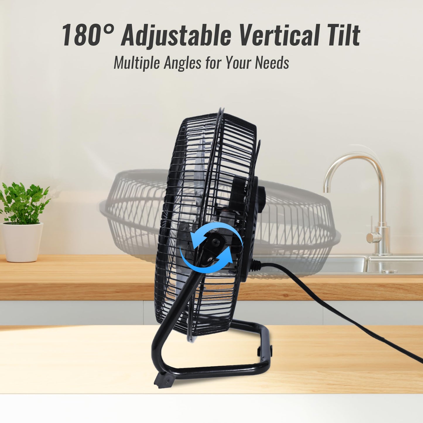 BEYOND BREEZE Floor Fan 9 Inch, 3-Speed Portable Metal Fan with Adjustable Tilt, Quiet Small Cradle Floor Fan for Home, Office, Bedroom