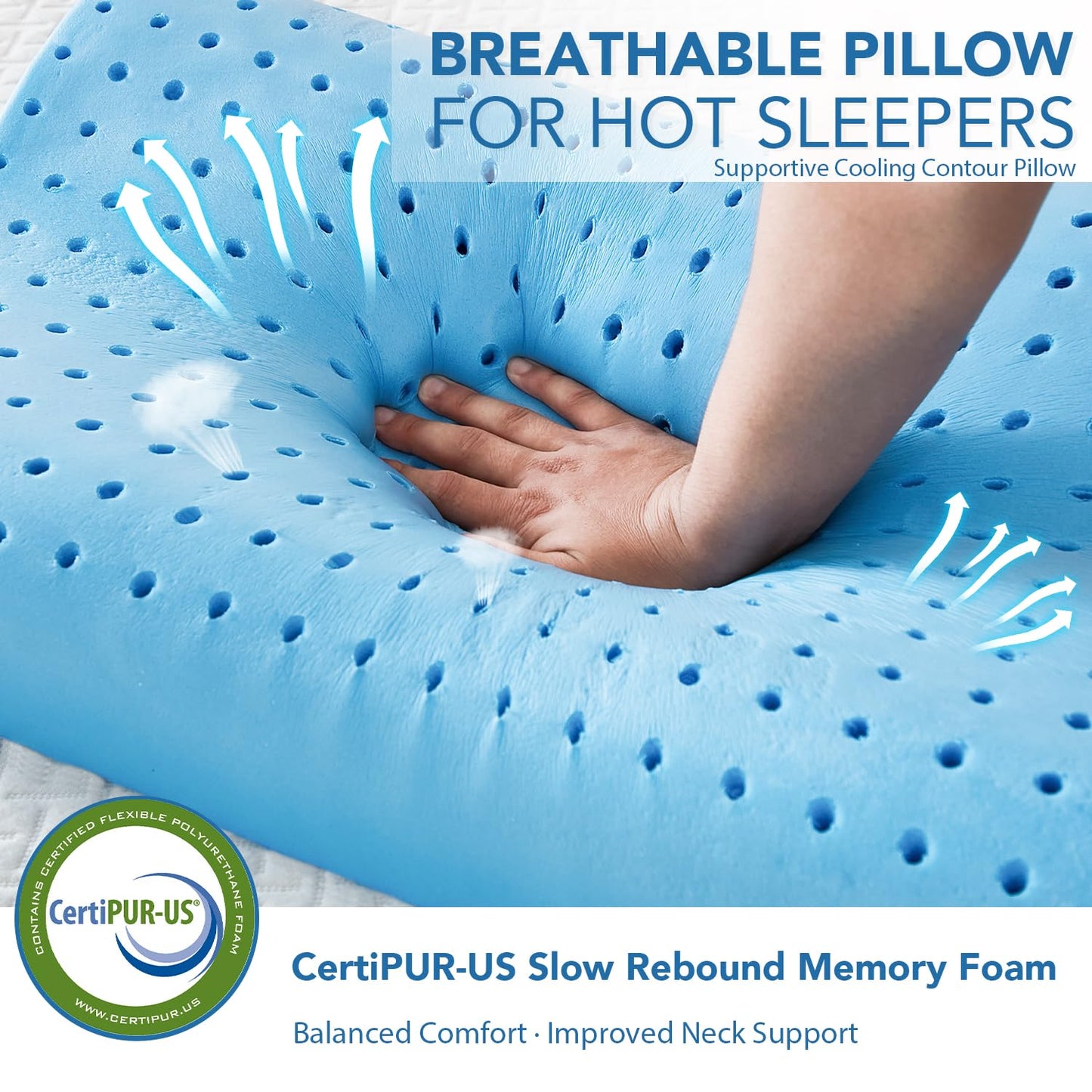QUTOOL Neck Pillow for Sleeping,Memory Foam Pillow with Dual Height Adjustable Cooling Contour Pillow for Side,BackSleepers,Balanced Support & Breathable Comfort,CertiPUR-US & Oeko-TEX Certified