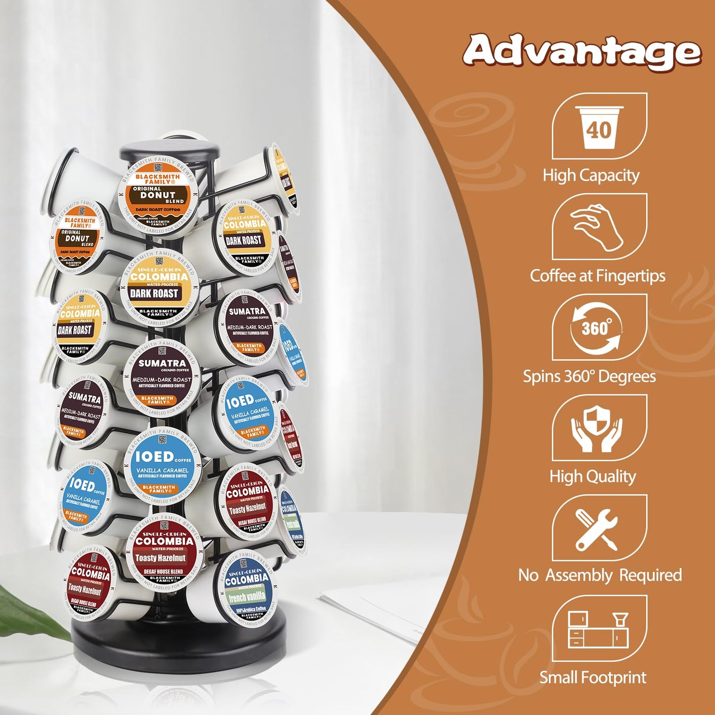 K cup holders k cup holder K Cups Holder,K Cup Carousel, Coffee Pods Storage Organizer Stand,Comes All in One Piece,No Assembly Required,1 Count