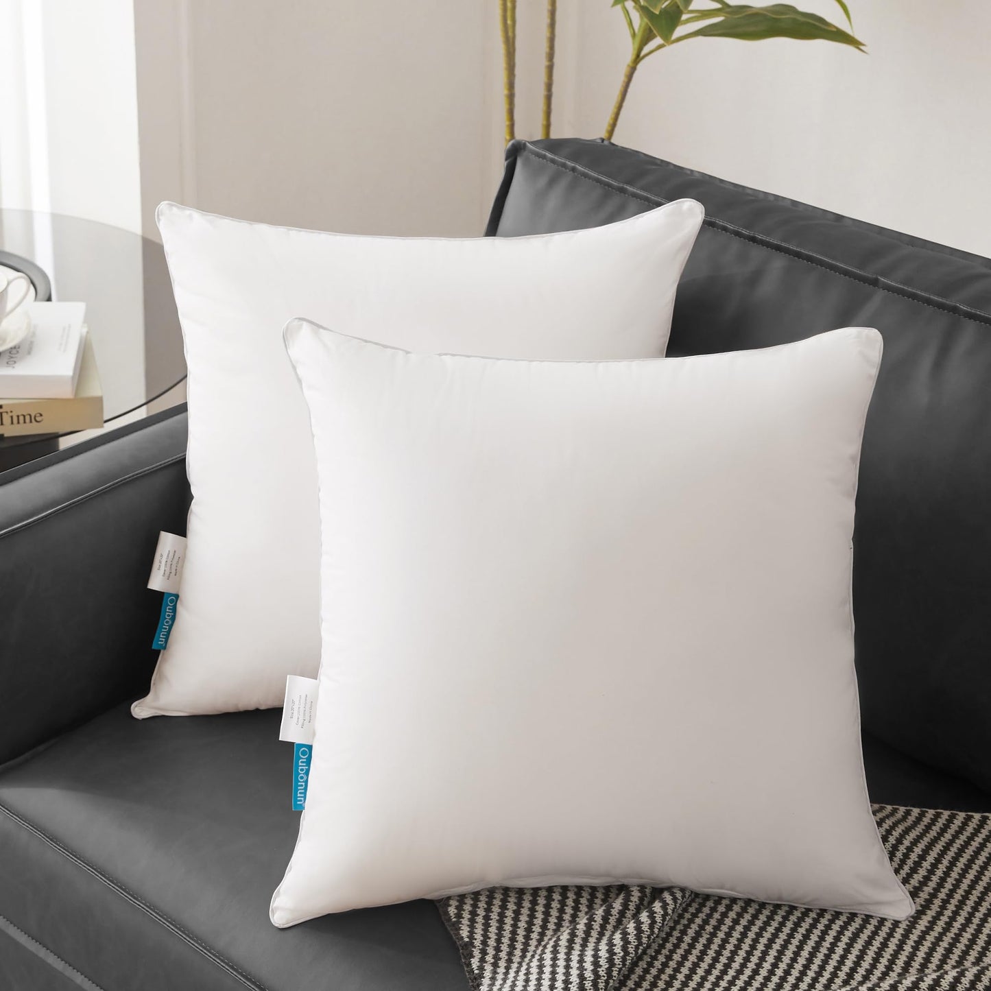Oubonun 26 x 26 Pillow Inserts (Set of 2) - Throw Pillow Inserts with 100% Cotton Cover - 26 Inch Square Interior Sofa Pillow Inserts - Decorative Pillow Insert Pair - White Couch Pillow