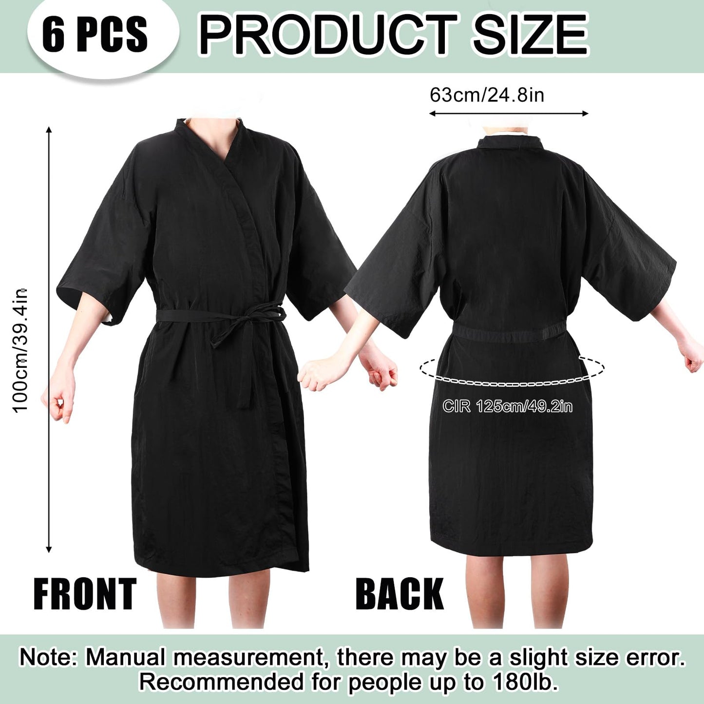 Toulite 6 Pieces Salon Robes Smock for Clients Haircut Cape Hair Salon Client Gown Cape for Women,40 Inches Long(Black)