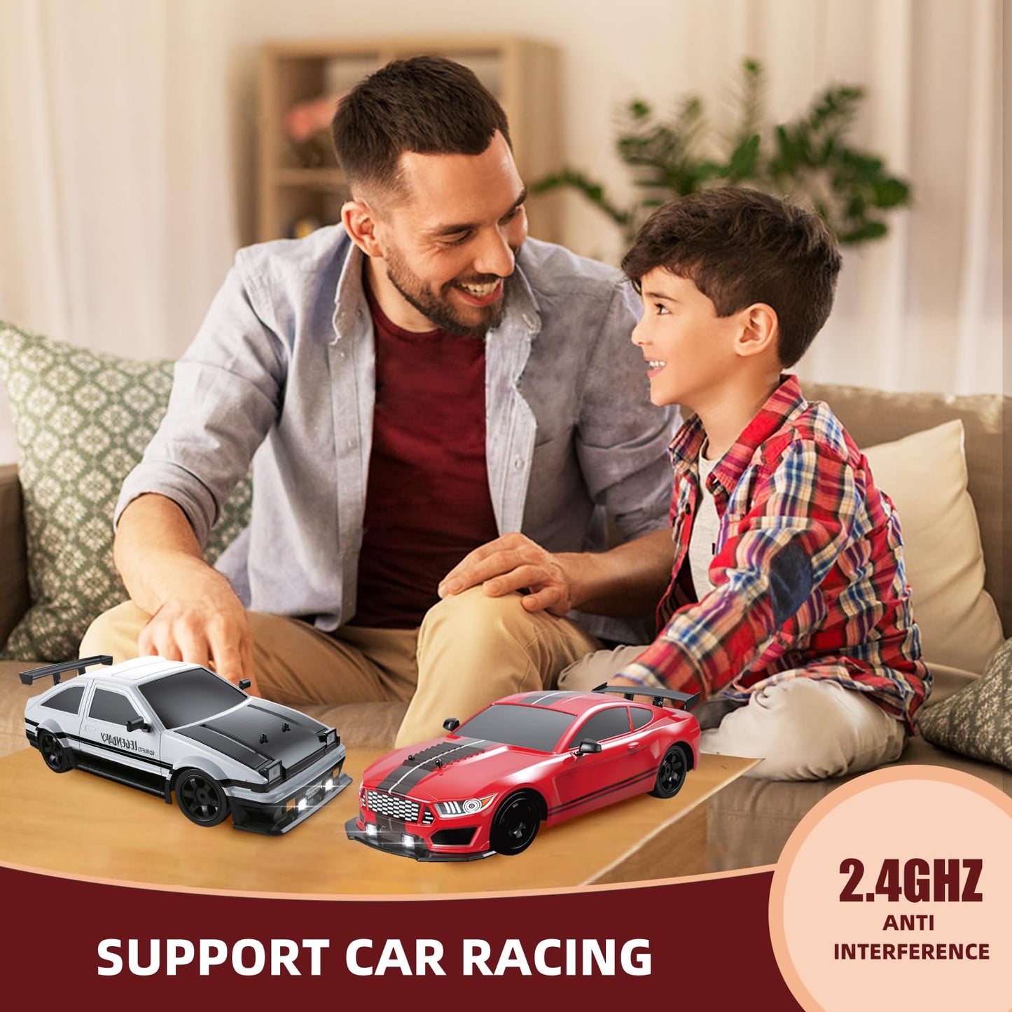 Sakeye RC Drifting Car 2.4GHz 1:16 4WD Remote Control Cars High Speed RC Cars with LED Lights Two Batteries and Drifting Tires Racing Sport Toy Cars for Adults Boys Kids Gift