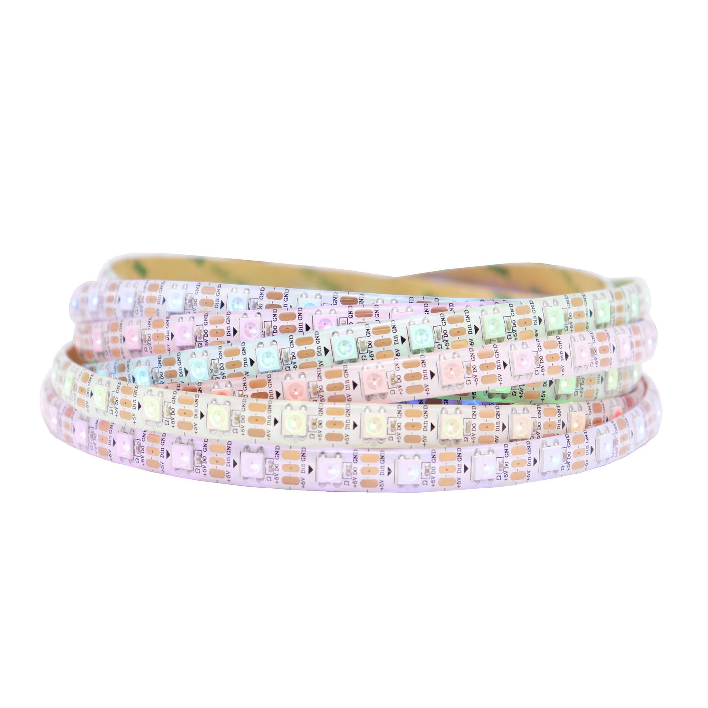 LOAMLIN WS2812B IC RGB 5050SMD ECO Individual Addressable LED Strip Light, 16.4FT 300LED 60LED/m Flexible Full Color IP65 Waterproof DC5V White PCB for DIY Project (No Power Adapter or Controller)