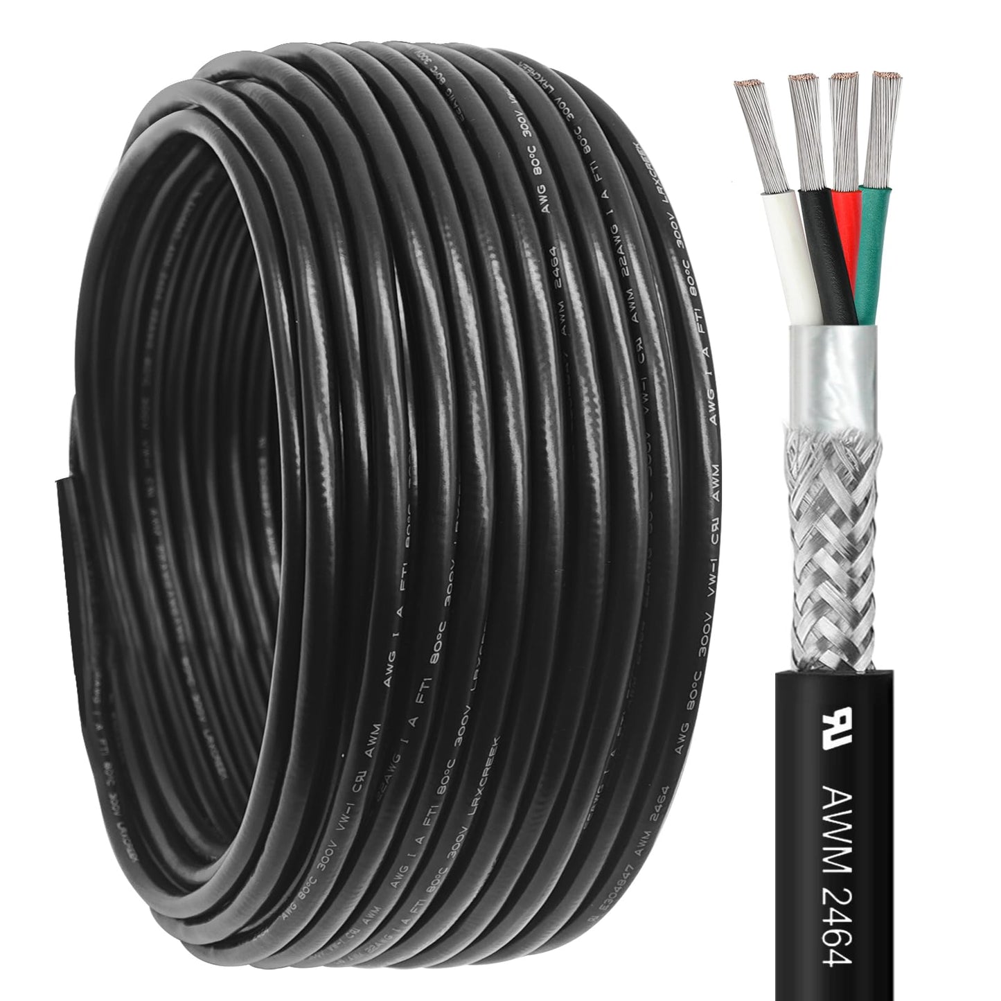 18/4 Shielded Wire 30FT 18 Gauge 4 Conductor Wire, UL2464 18 AWG Chain CNC Tinned Copper Cable for CNC Router Machine, CNC Spindle, Microphone, 3D Printer