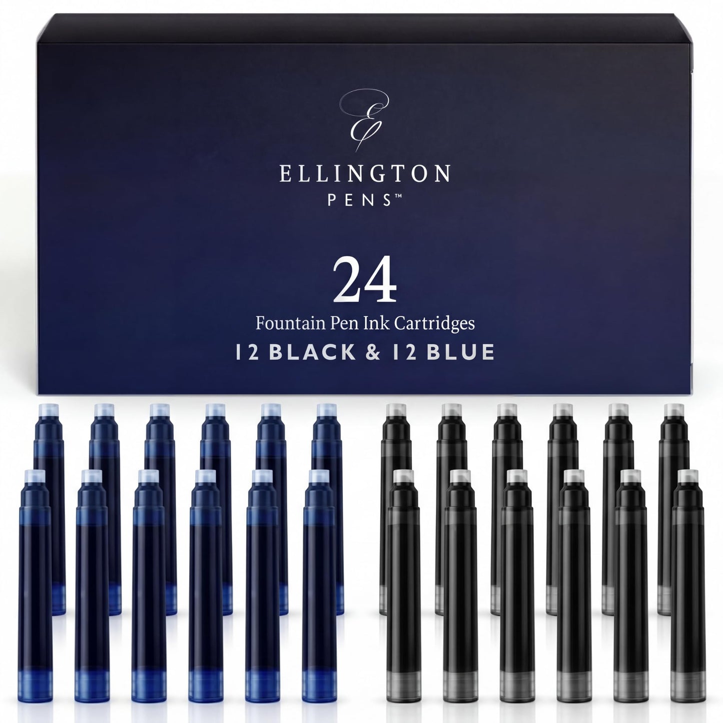 Ellington Pens Ink Cartridges - 24 Black and Blue