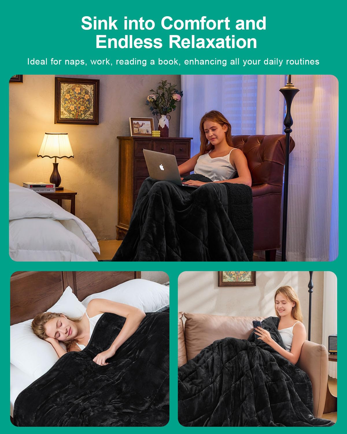 Super Soft Fuzzy Sherpa Fleece Weighted Blanket, 15 lbs Dual Sided Fluffy Heavy Weighted Blankets for Adults - No Bunching with Double Layers of Soft Inner Lining (60"x 80", 15 Pounds)