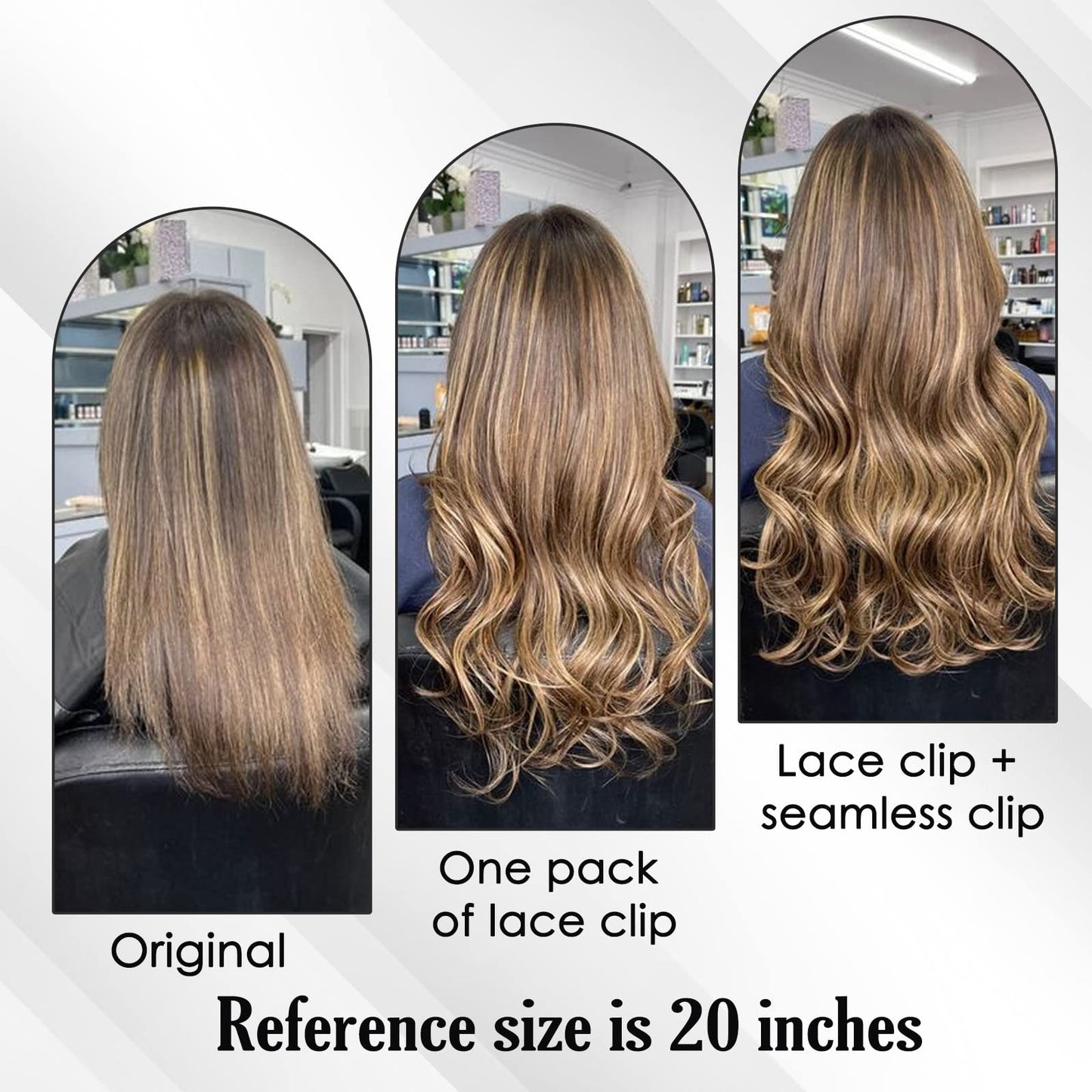 Full Shine Human Hair Clip in Extensions 18 Inch Color 18/613 Highlighted Straight Remy Real Human Hair Extensions for women Lace Clip ins 60 Grams 3 Pieces for Wedding Straight