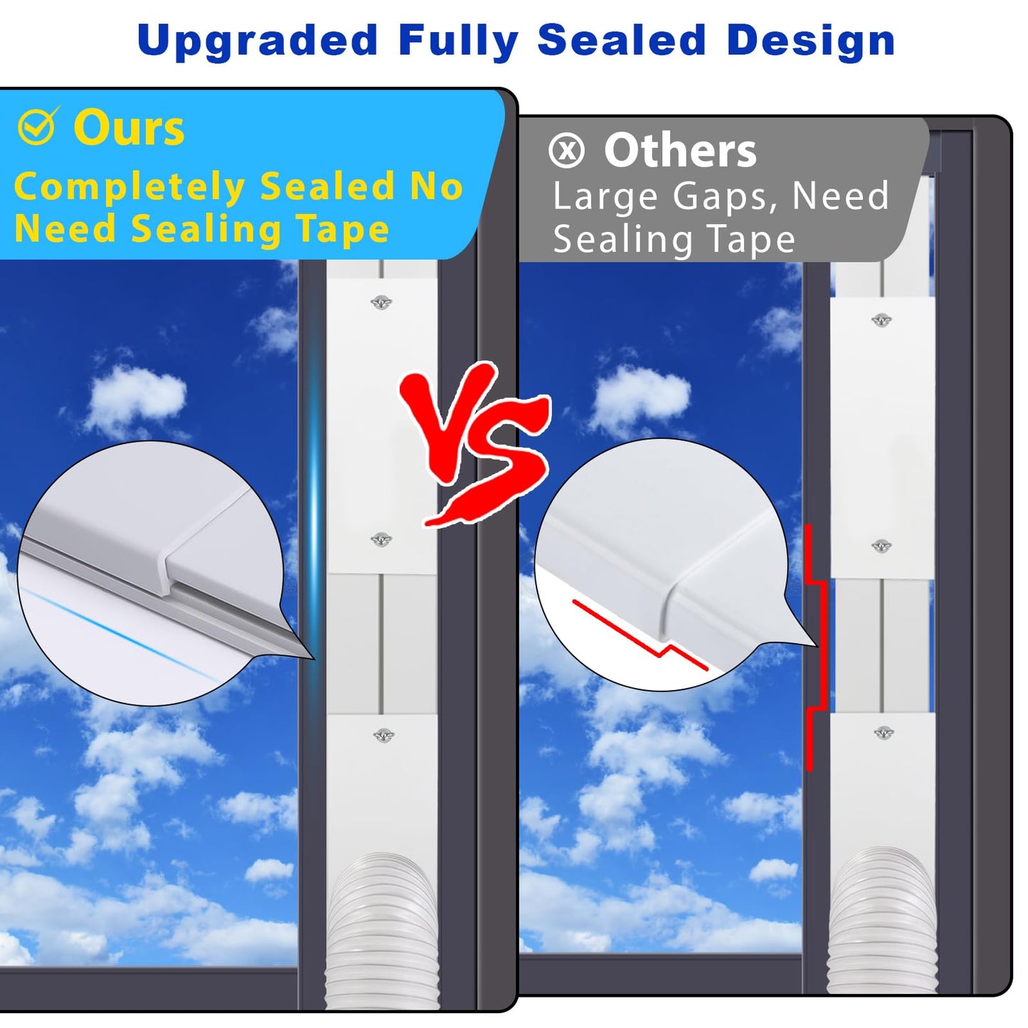 Estoder Upgrade Portable Air Conditioner Window Vent Kit with 5.9Inch Exhaust Hose (79Inch Length), Adjustable Window Seal with Coupler for Portable AC Unit in Sliding Horizontal & Vertical Windows