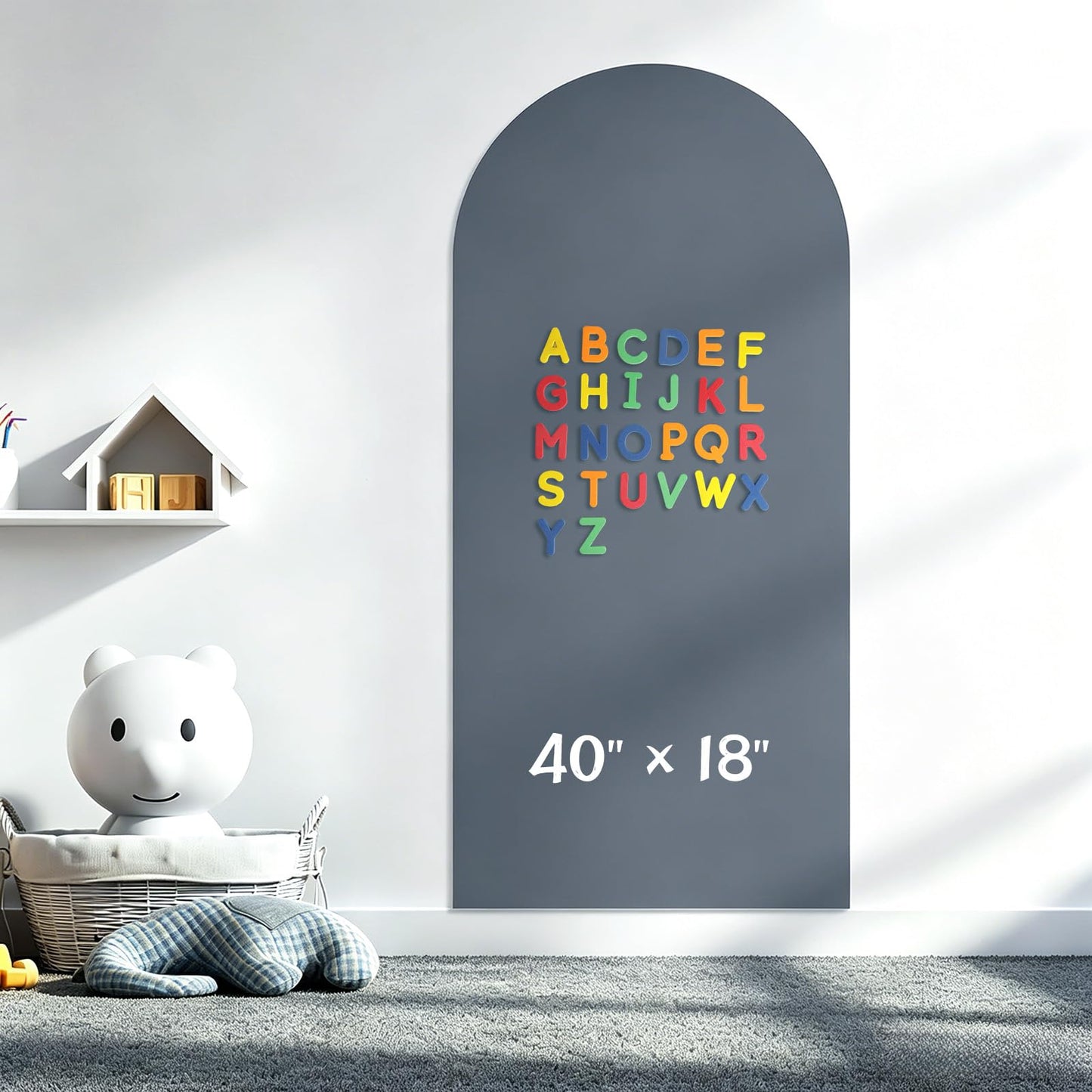 Magnetic Wall Decal 40 x 18In Arch Magnetic Chalkboard for Wall, Magnet Wall Drawing Learning for Playroom, School, Home (Grey