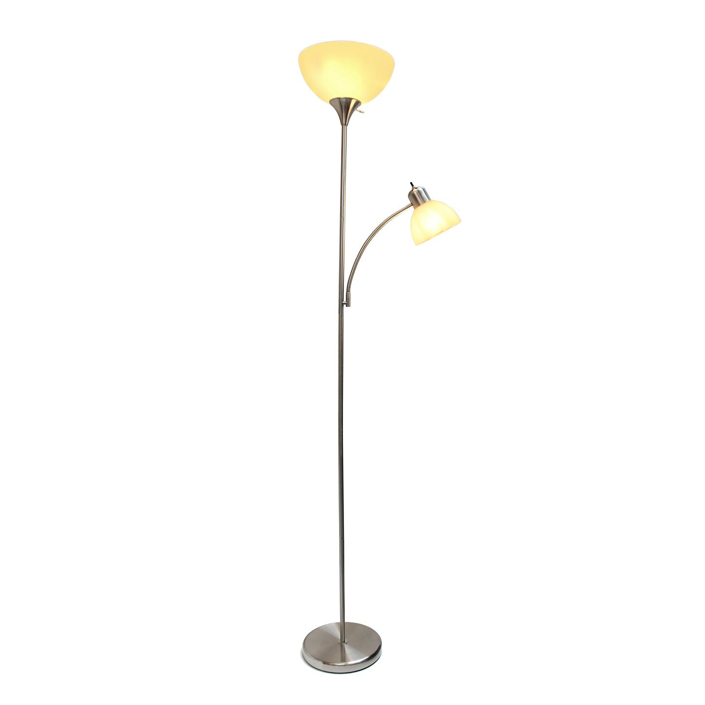 Simple Designs Home LF2000-BSN Floor Lamp with Reading Light, Brushed Nickel, 20.47 x 20.47 x 71