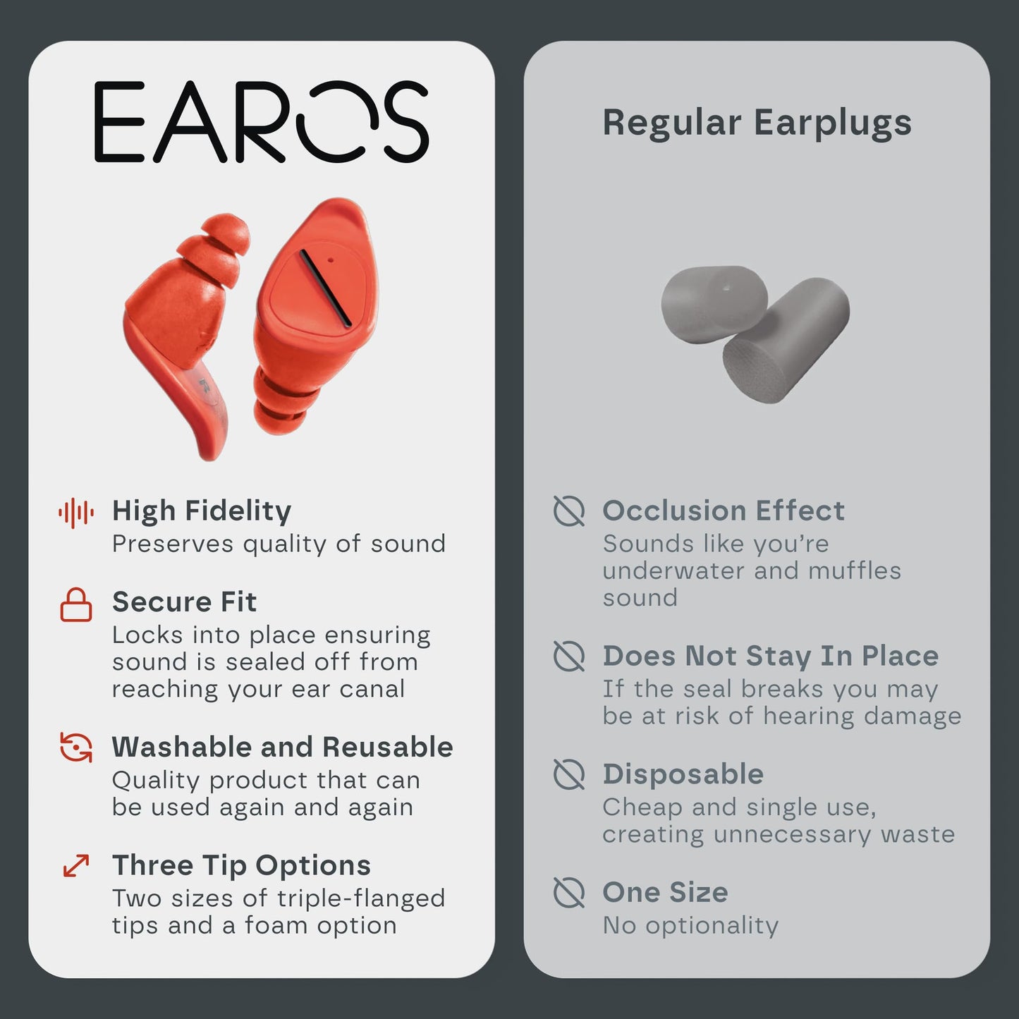EAROS Motorcycle Ear Plugs – High-Fidelity Reusable Noise Reduction Earplugs for Riding – Comfortable Durable Hearing Protection for Bikers – Blocks Excessive Noise